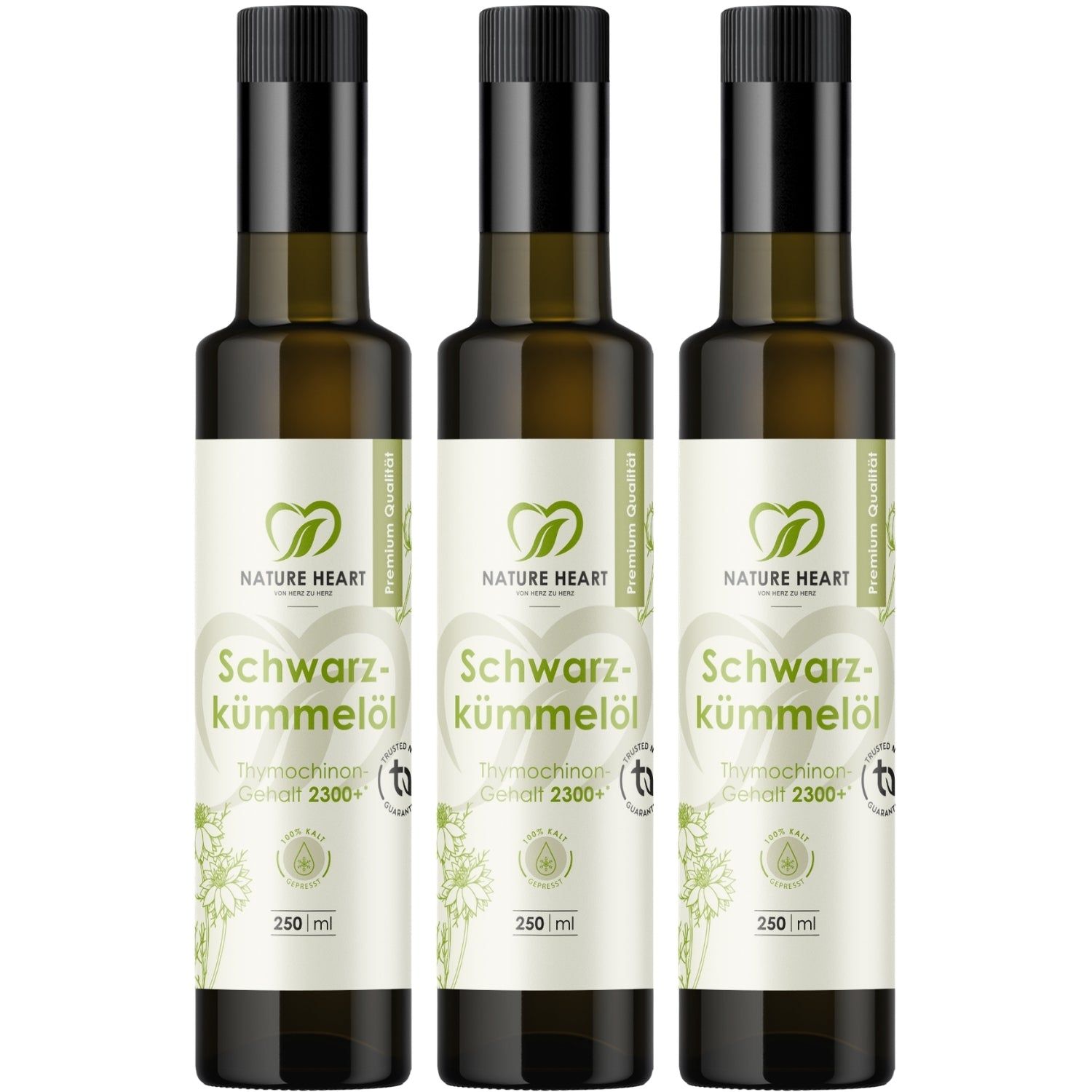 Nature Heart BIO Schwarzkümmelöl 2300+ Thymochinon ungefiltert