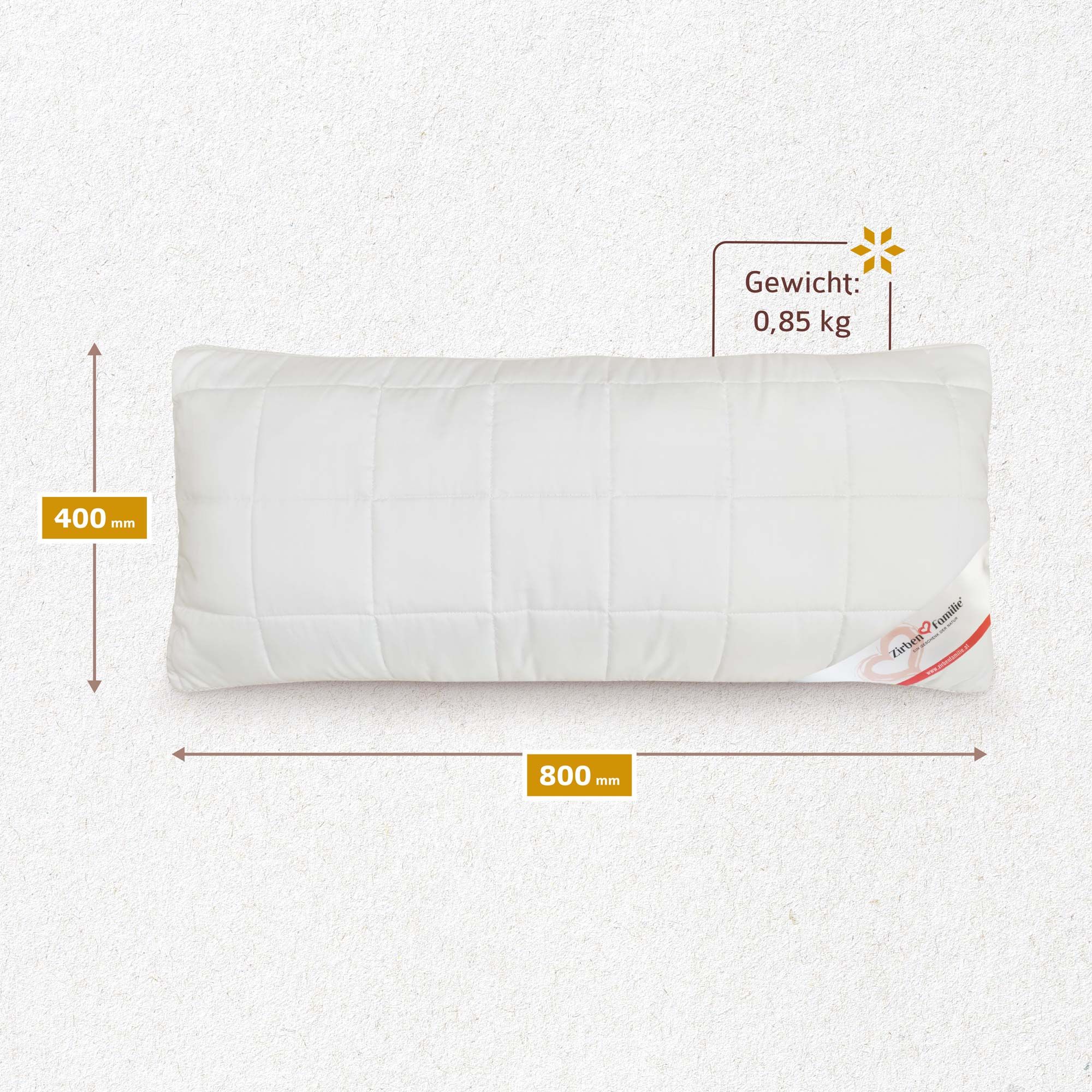 Weißes, rechteckiges Kissen. Maße: 40x80 cm. Gewicht: 0,85 kg. Steppung. Produktname.