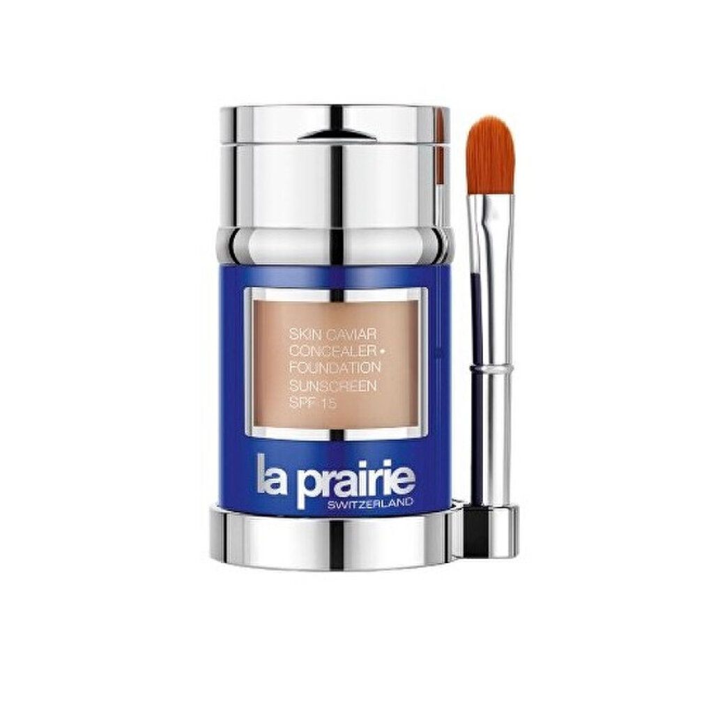 Concealer-Stift mit Pinsel. Blaue Verpackung mit Produktnamen. Marke La Prairie.