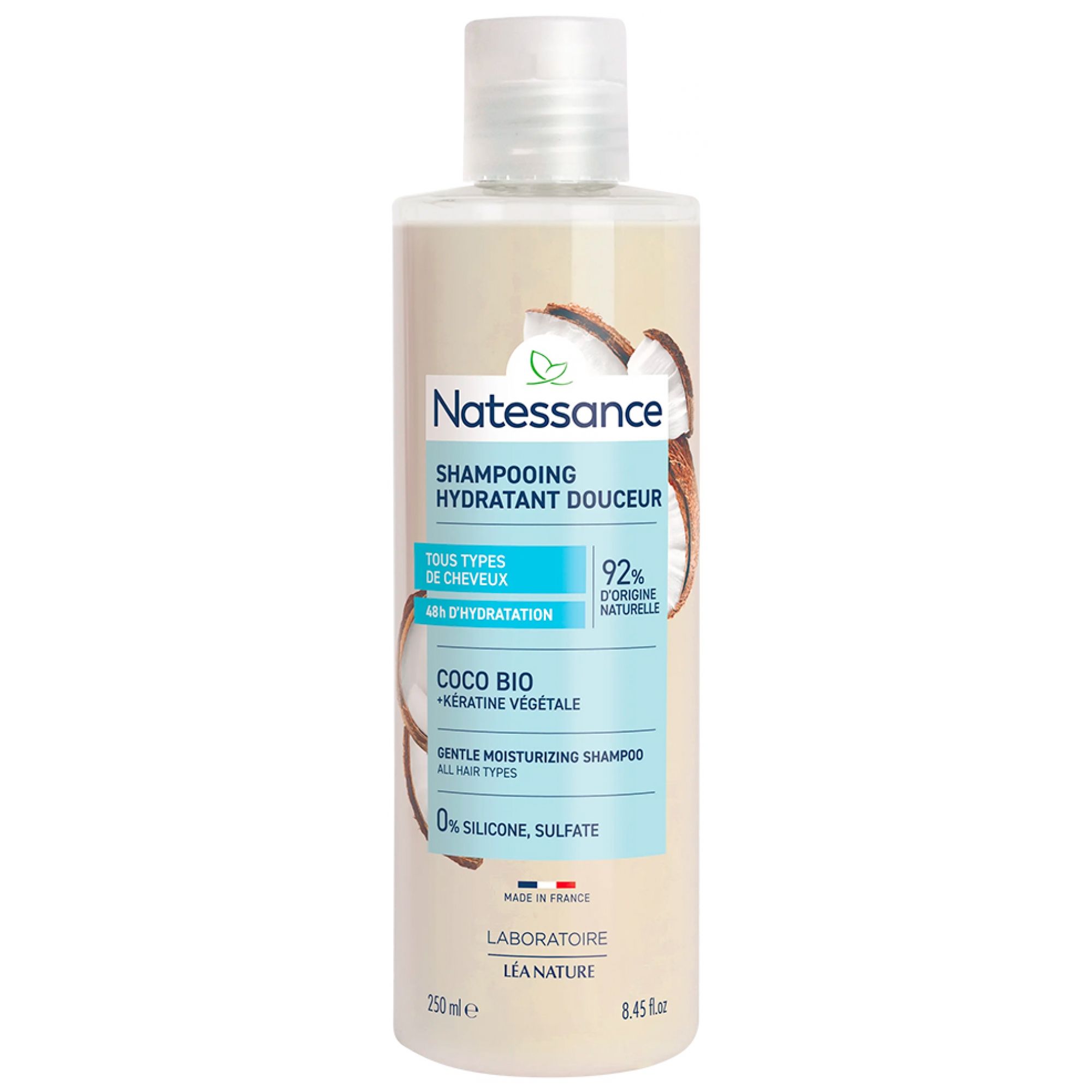 Natessance Kokosnuss und Gemüse Keratin Shampoo 7x18x3,5 cm Liquidum