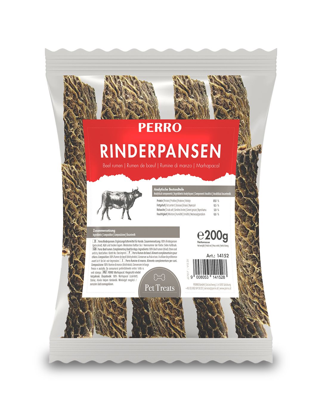 PERRO Rinderpansen - Kauartikel für Hunde