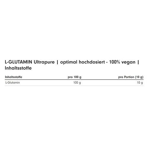 ProFuel - L-Glutamin Ultrapure Pulver 10g reines pro Portion Made in Germany & vegan 500 g