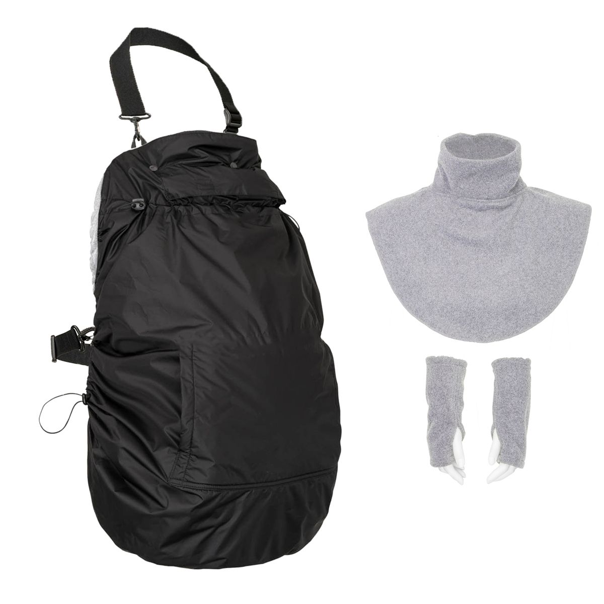 Hoppediz Tragecover Fleece-Cover 3-in-1 mit Regenschutz, Schalkragen & Stulpen