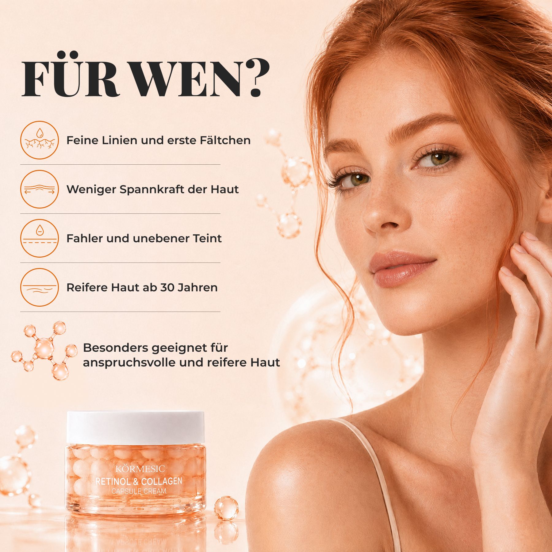 KORMESIC Gesichtscreme Retinol Kollagen Kapselcreme Anti-Aging Nachtpflege