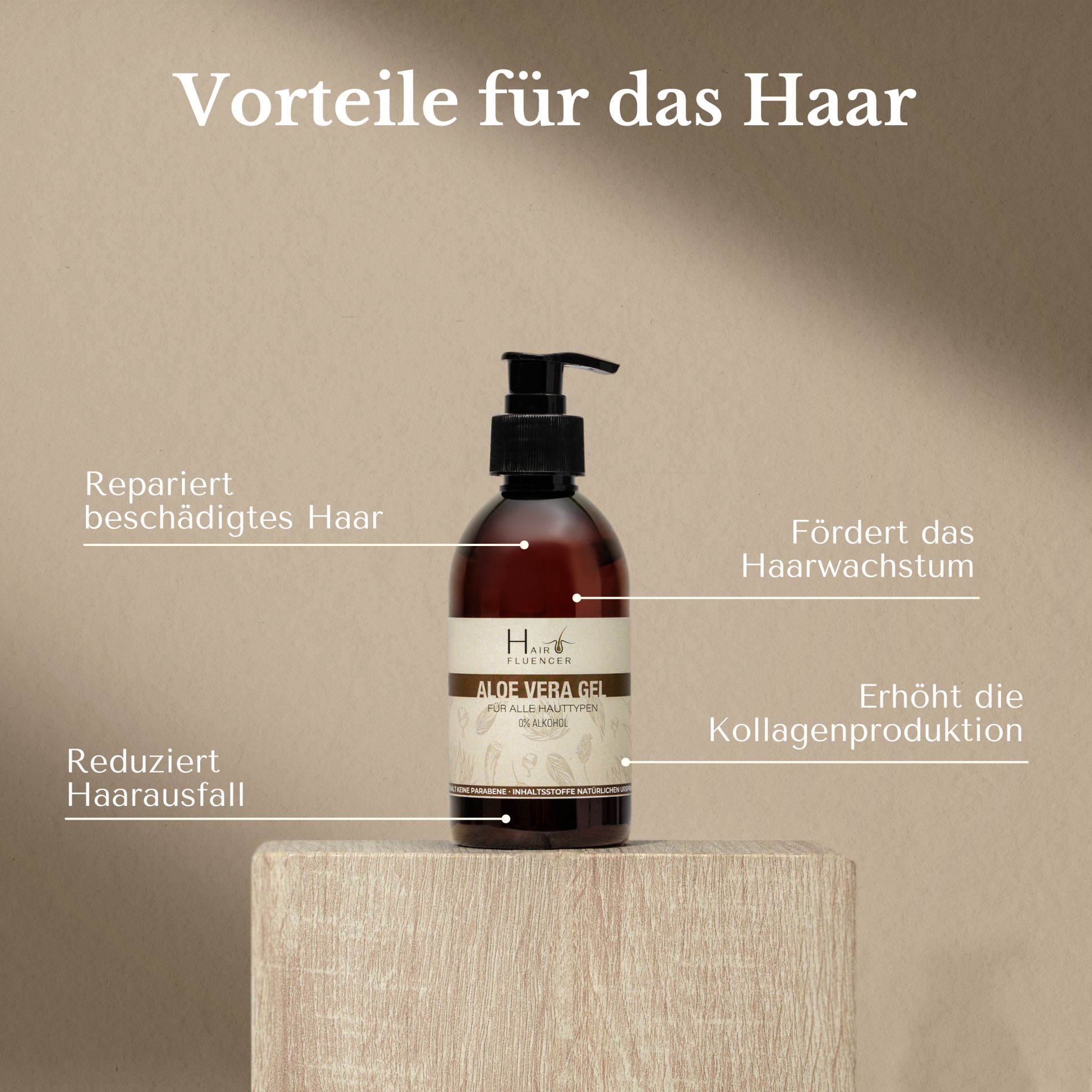 Hairfluencer Aloe Vera Gel aus Blattsaft Bio Das beste der Pflanze 250 ml