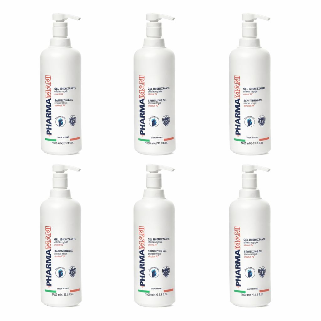 PHARMAMANI - Gel Igienizzante Mani con Dosatore - 70% Alcool Dermatologicamente testato