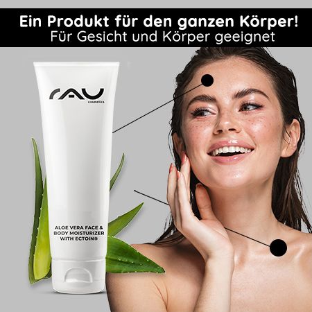 RAU Cosmetics Aloe Vera Gel mit Ectoin & Kamille - After-Sun Lotion für Gesicht und Körper
