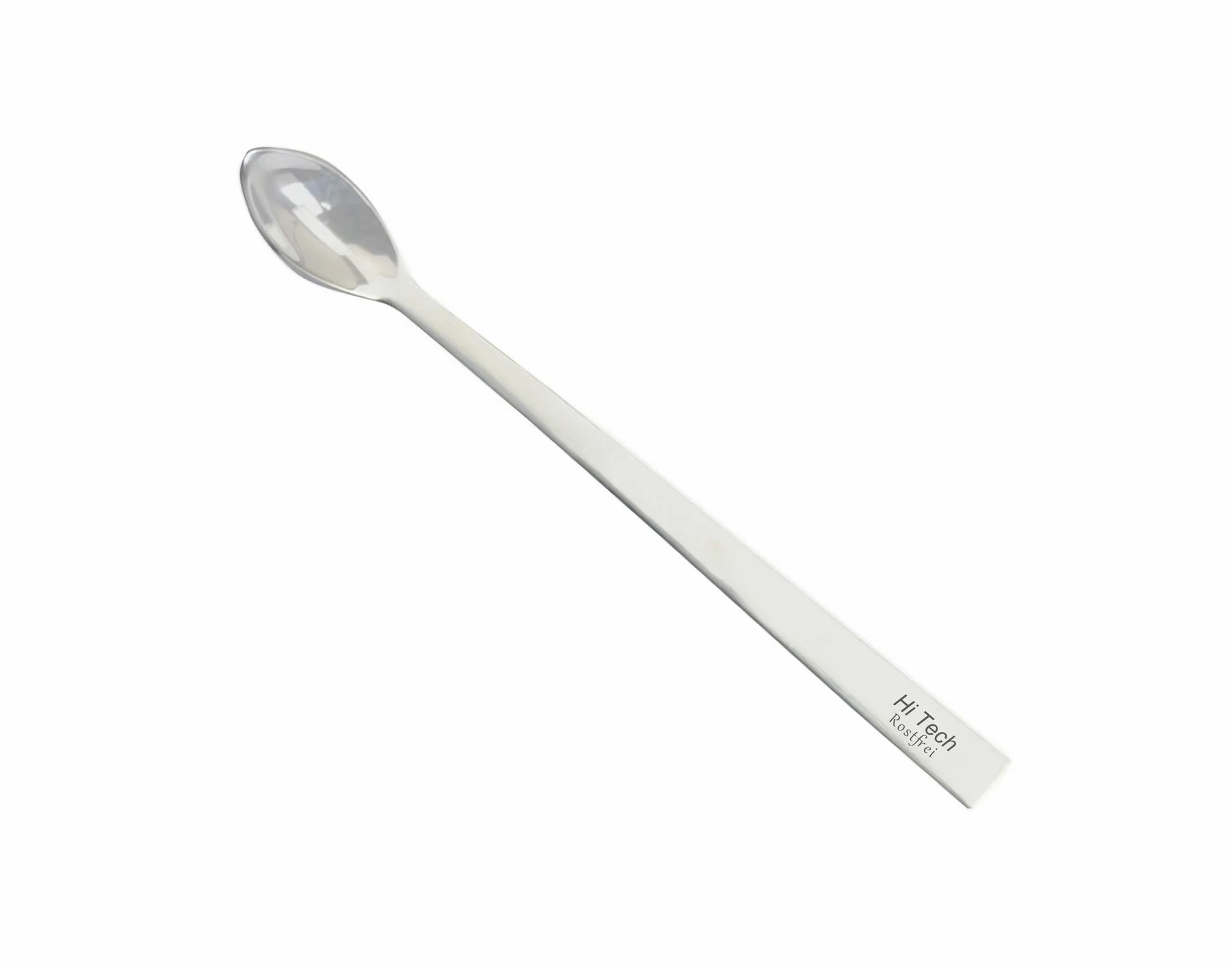 Löffel mit langem Stiel. Am Ende des Stiels steht "Hi Tech".