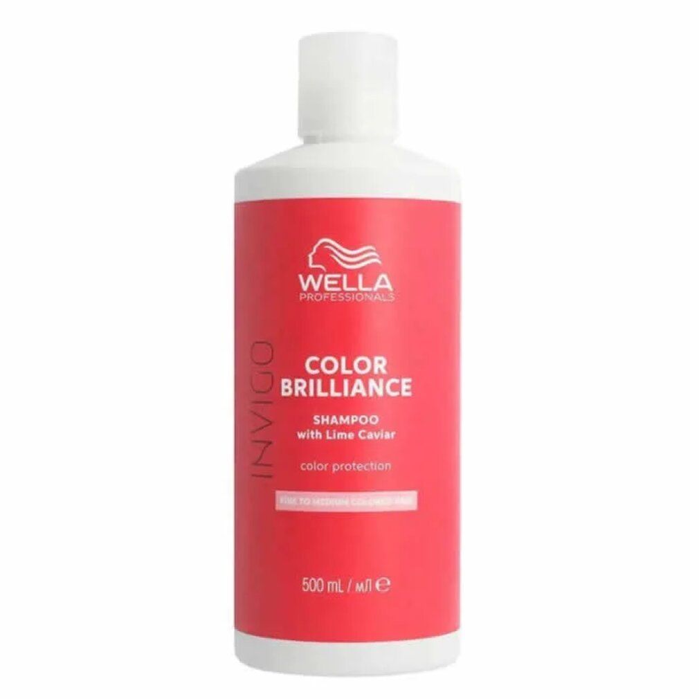 Wella Invigo Color Brilliance Shampoo Flasche, 500 ml, mit Limettenkaviar für Farbschutz.