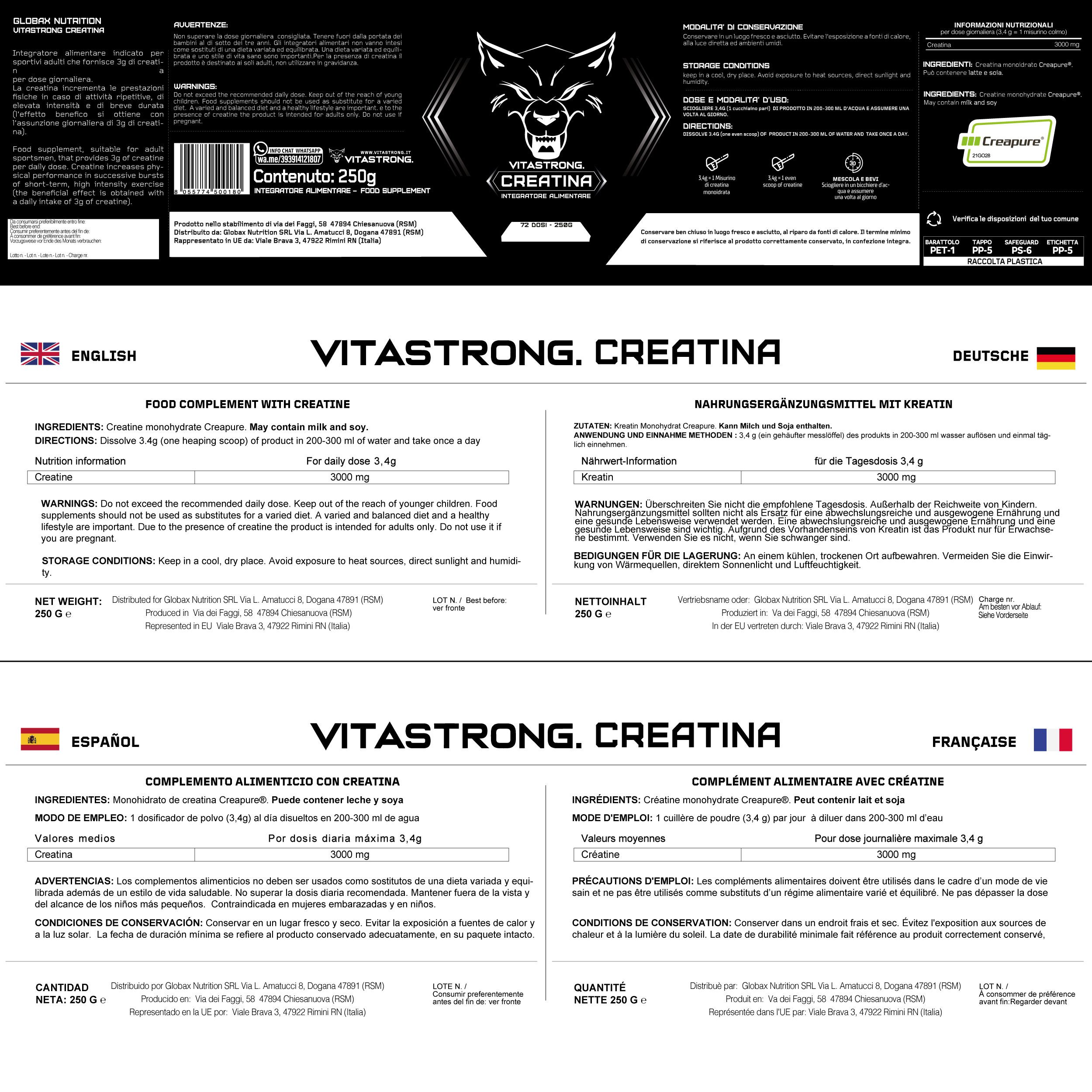 Vitastrong Creatin Creapure® 250G