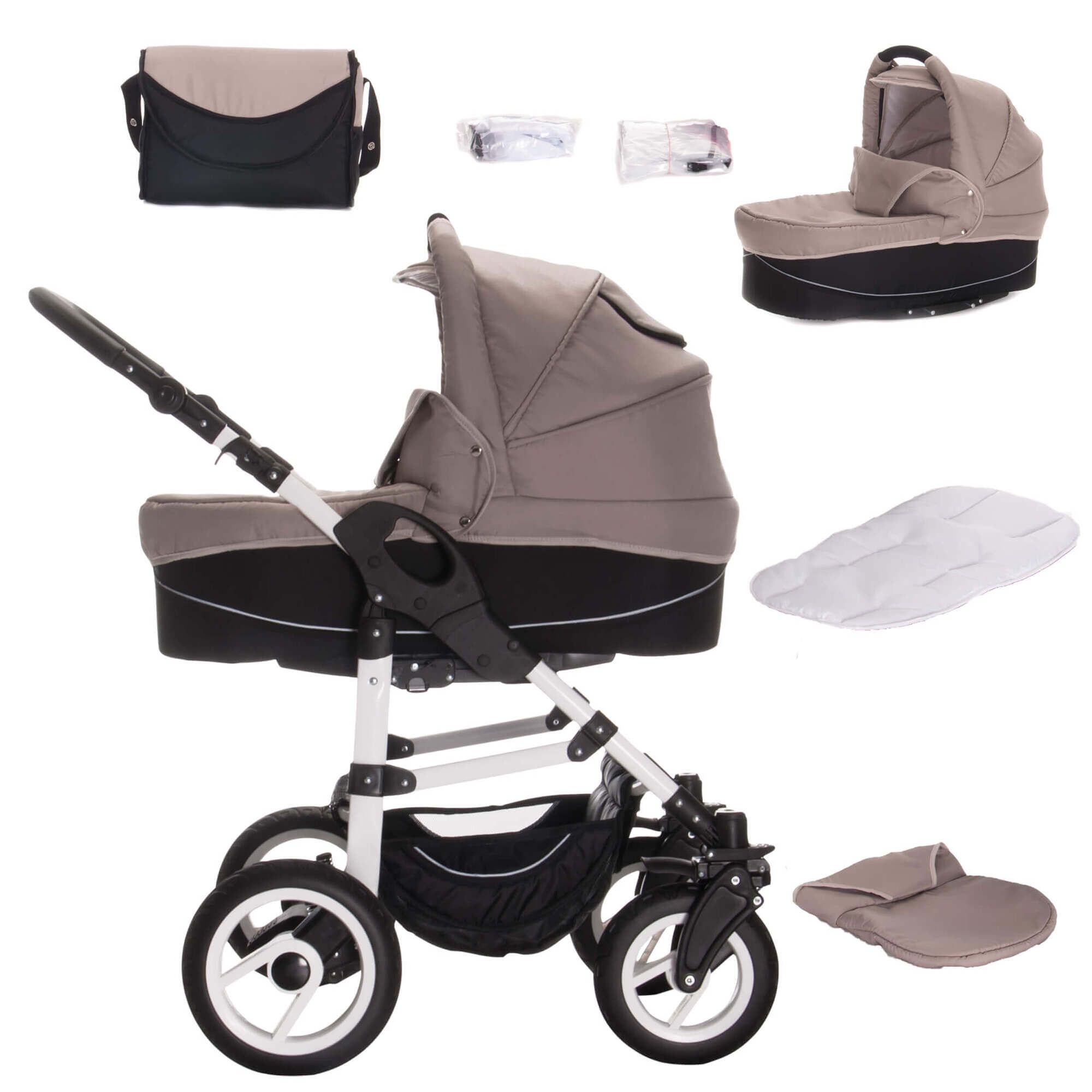 Bebebi Paris 3 in 1 Kinderwagen Set mit Original Maxi Cosi, Luft Seine