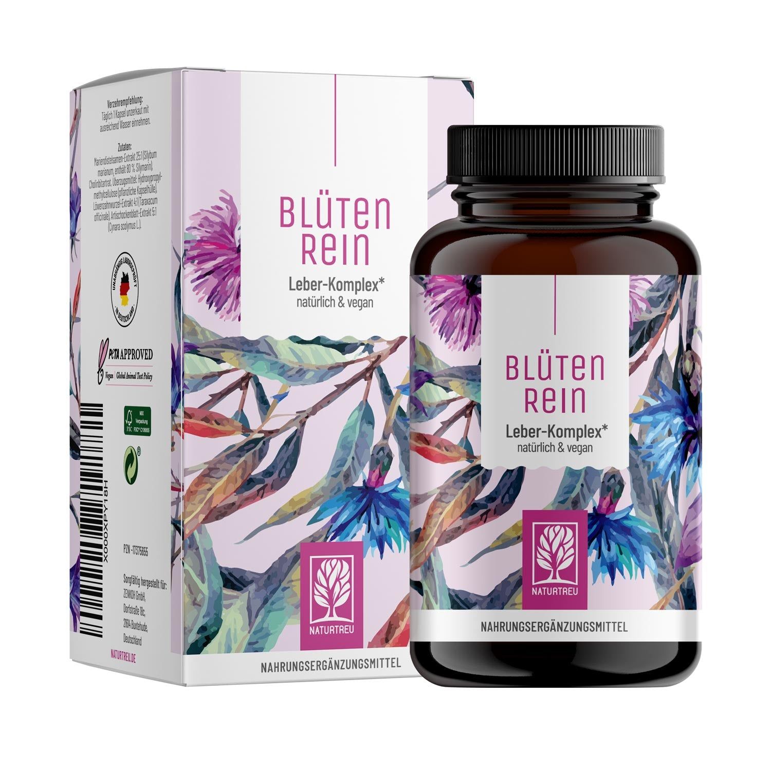 Komplex mit Mariendistel (Silymarin), Artischocke, Löwenzahn und Cholin - Blütenrein - NATURTREU®