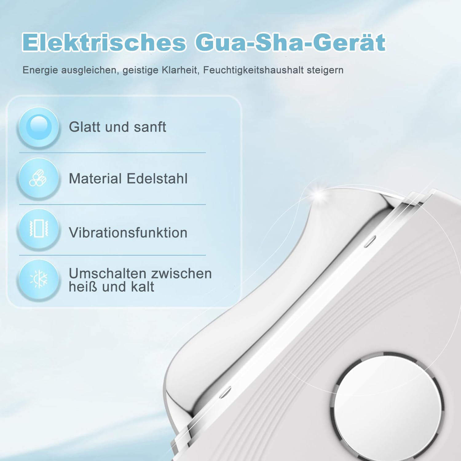 COOL-i EMS Gua Sha, LED (Rot/Blau/Violett), 3 Vibrationsmodi, LCD für kosmetische Gesichtspflege