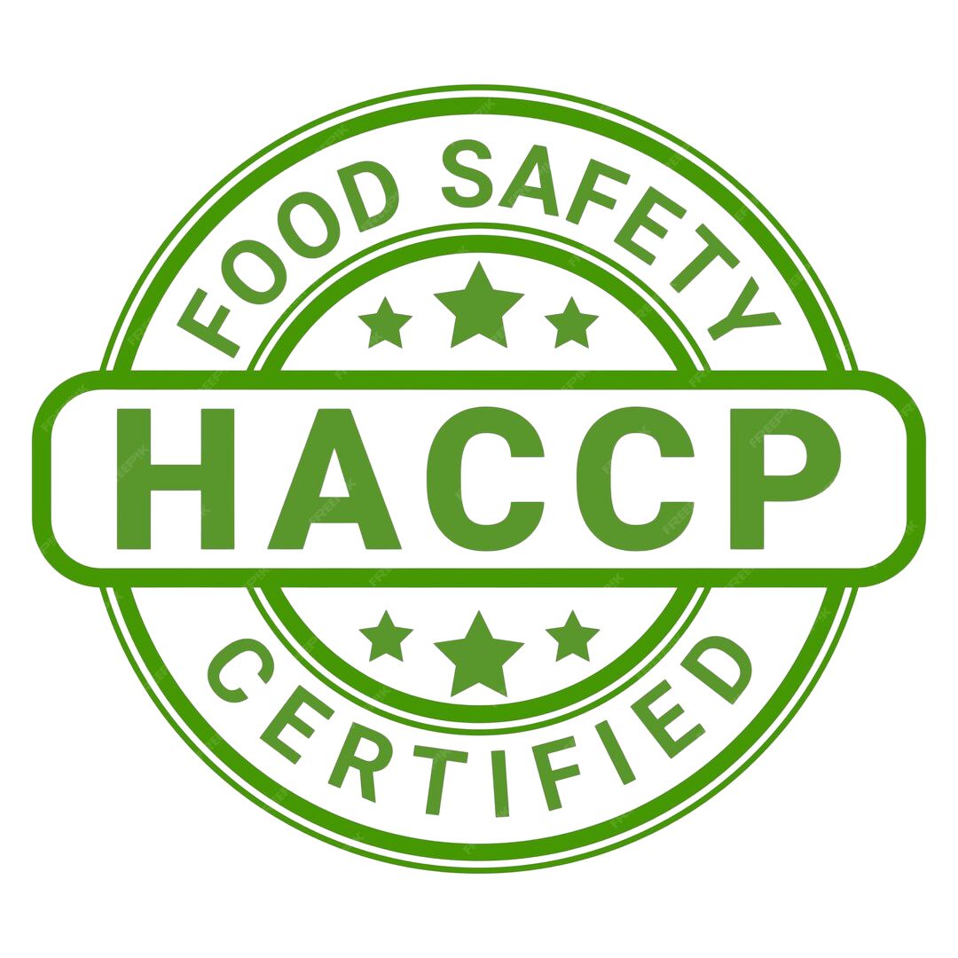 Grünes HACCP-Zertifizierungslogo mit Sternen und Text.