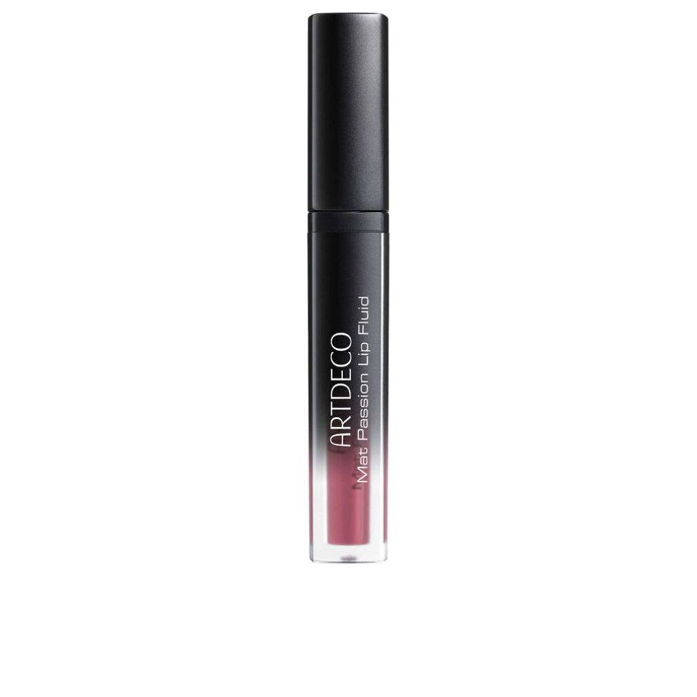Artdeco Mat Passion Lip Fluid. Schwarzer Deckel, transparente Tube. Produkt steht.