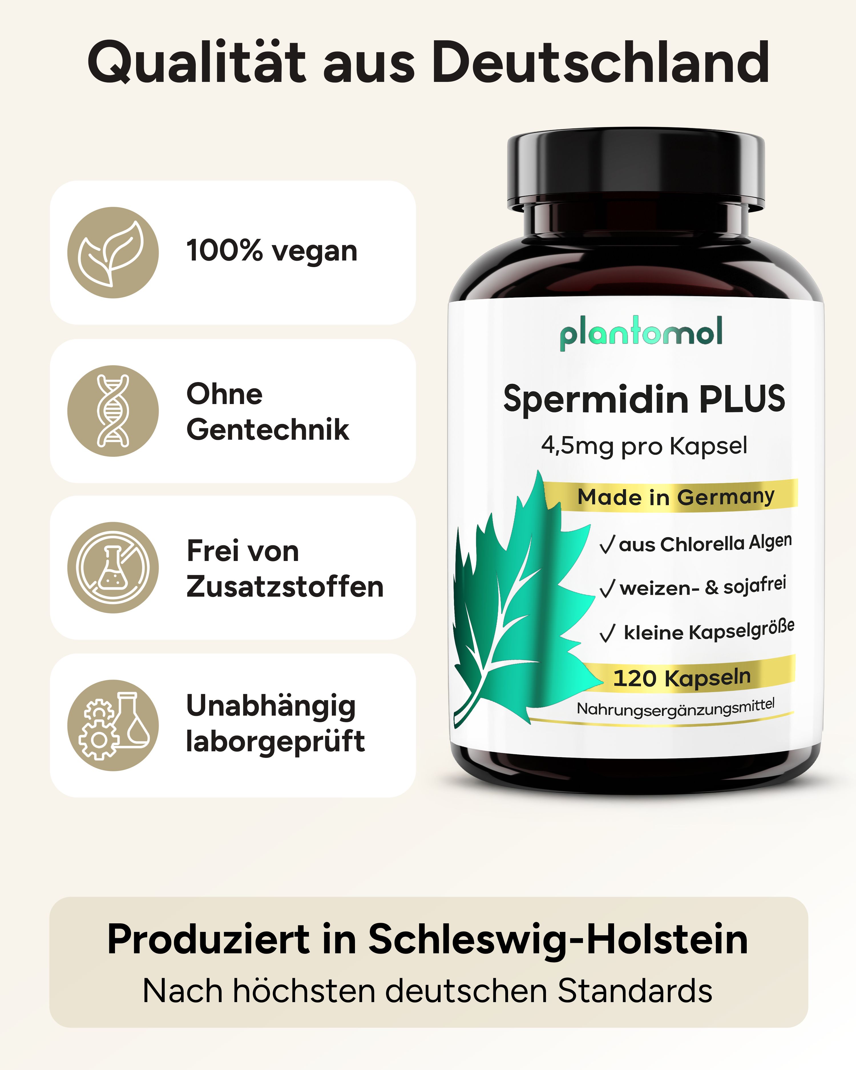 Qualität aus Deutschland. 100% vegan. Ohne Gentechnik. Frei von Zusatzstoffen. Unabhängig laborgeprüft. Produziert in Schleswig-Holstein.