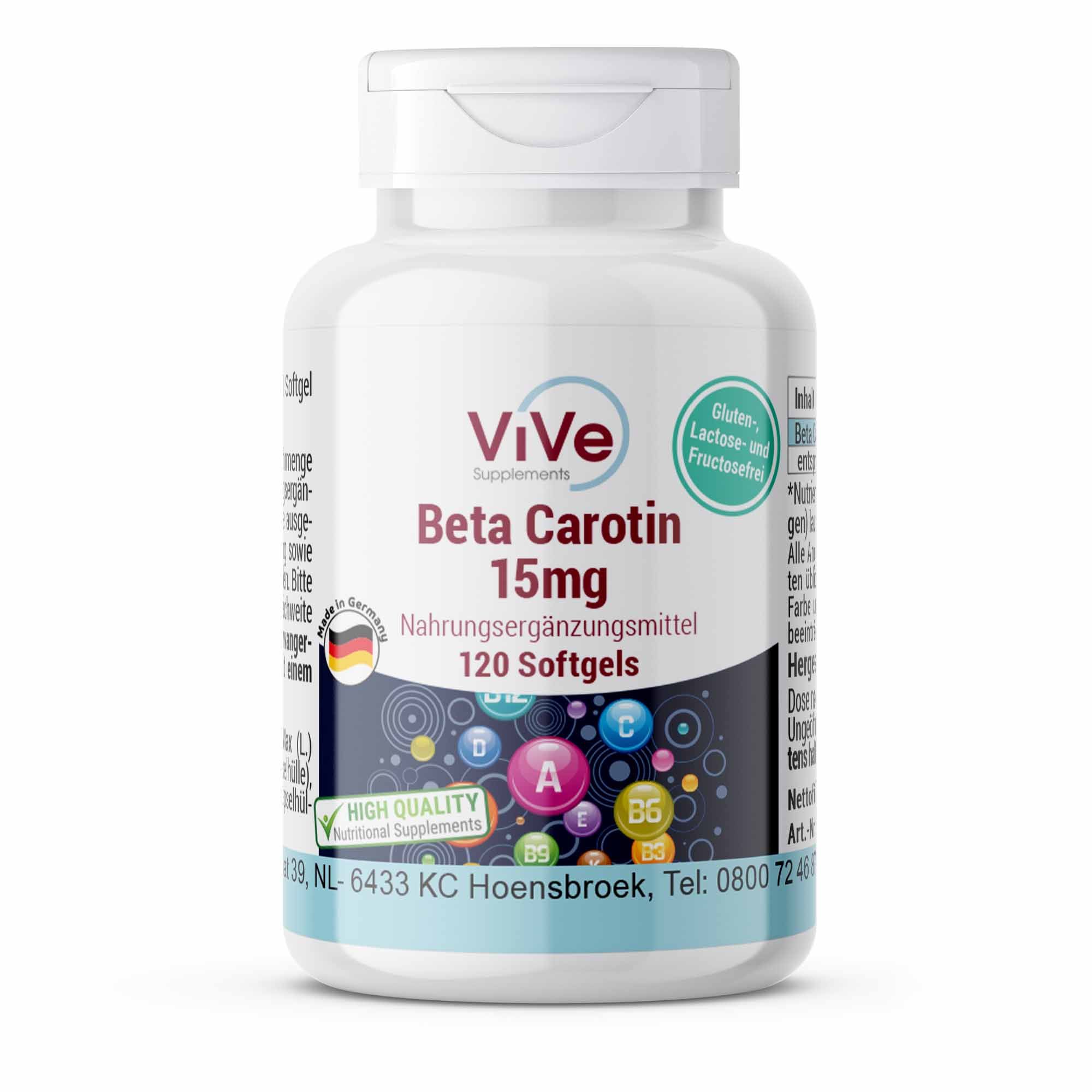 Vive Supplements | Beta Carotin 15mg 120 St