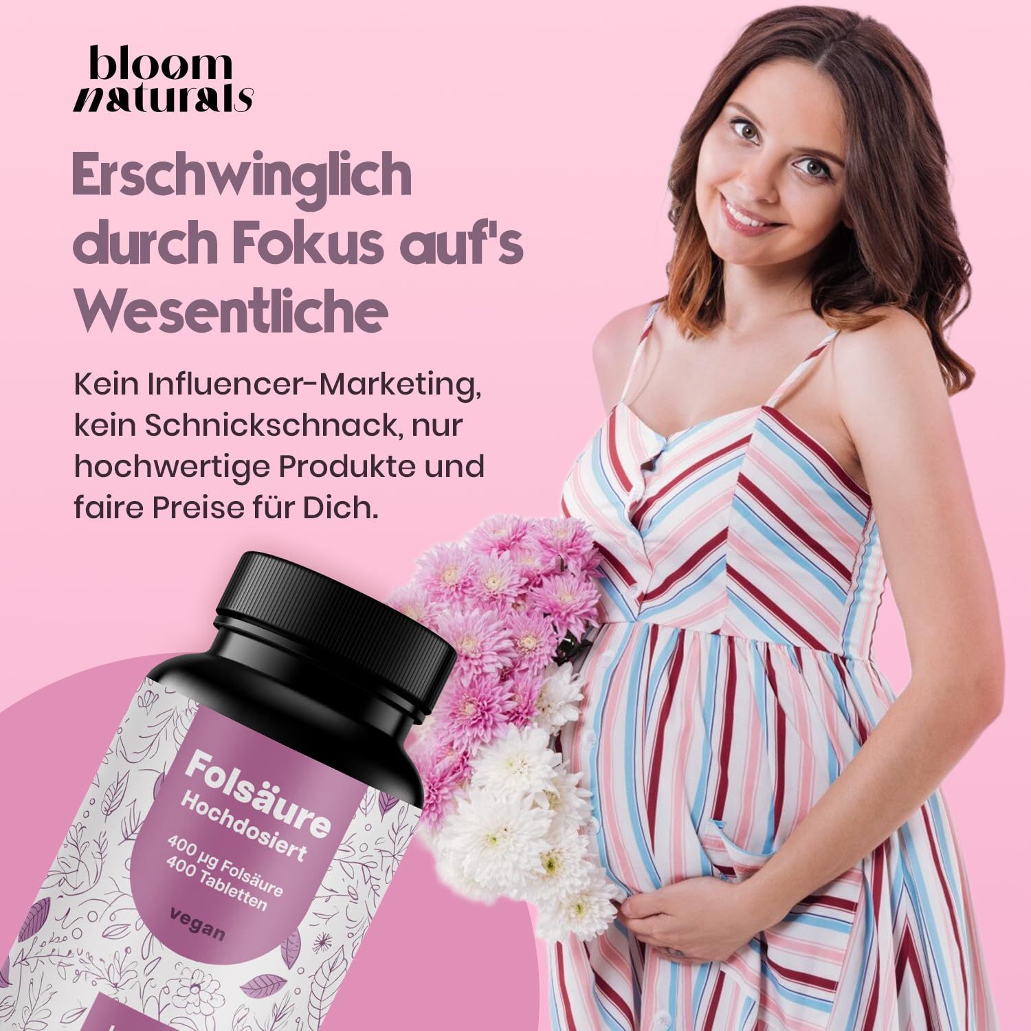 Bloom Naturals Folsäure Tabletten 400µg