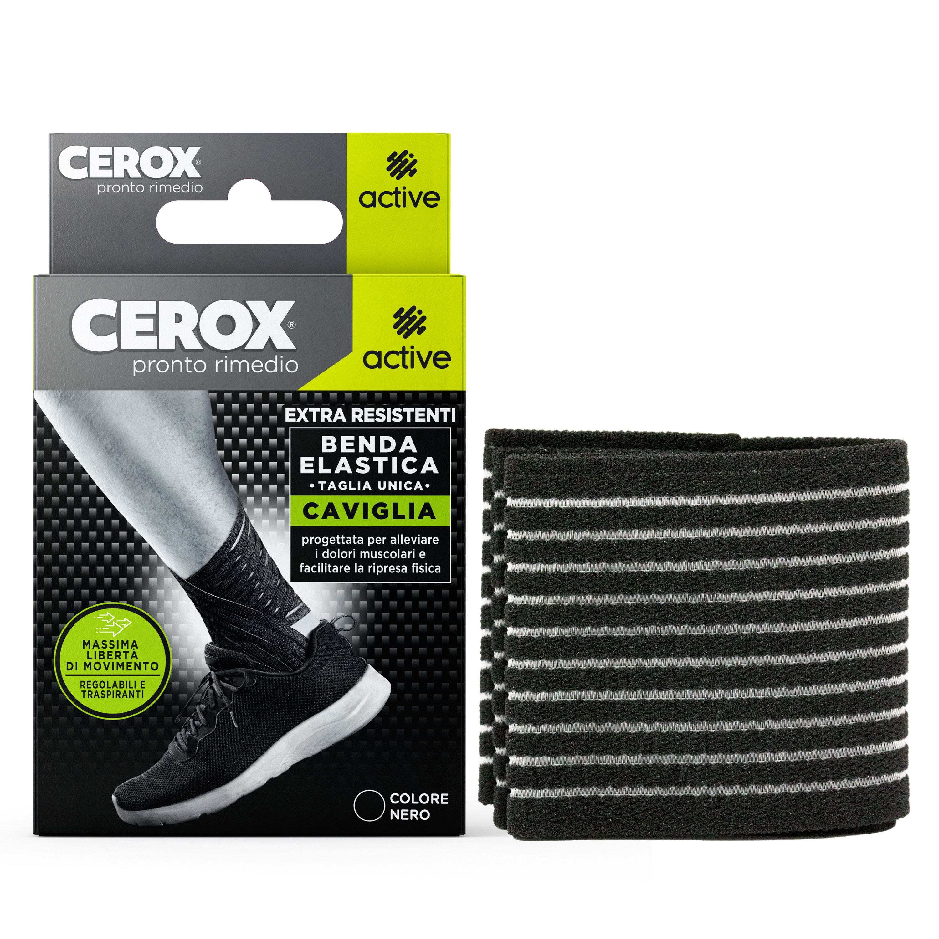 CEROX Active, Benda Elastica per Caviglia, Extra-Resistente, Regolabile, per Sport e Uso Quotidiano