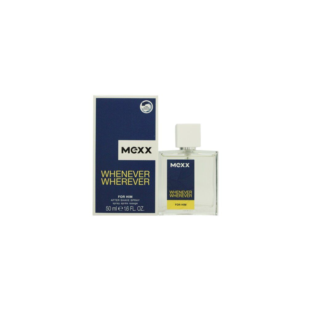 Flakon und Verpackung mit Logo und Schriftzug. Aufschrift: Whenever Wherever, For Him. 50 ml.