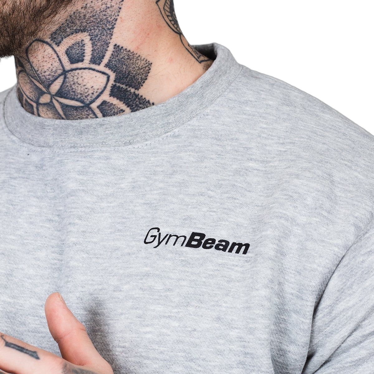 GymBeam Pullover Herren regular Langarm ohne Kapuze Basic Grau