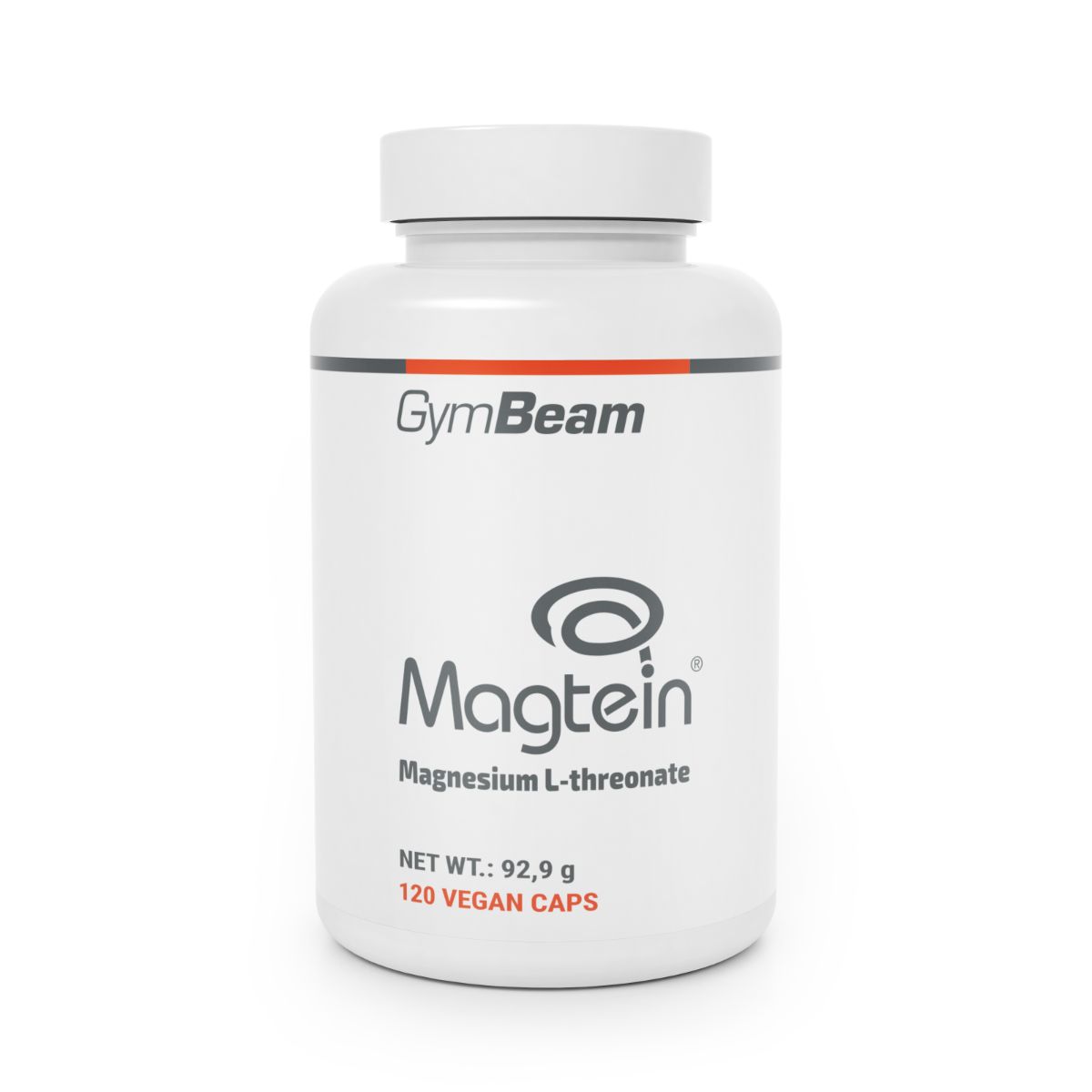 GymBeam Magtein Magnesium L-Threonat Kapseln: weiße Dose mit 120 veganen Kapseln, 92,9g.