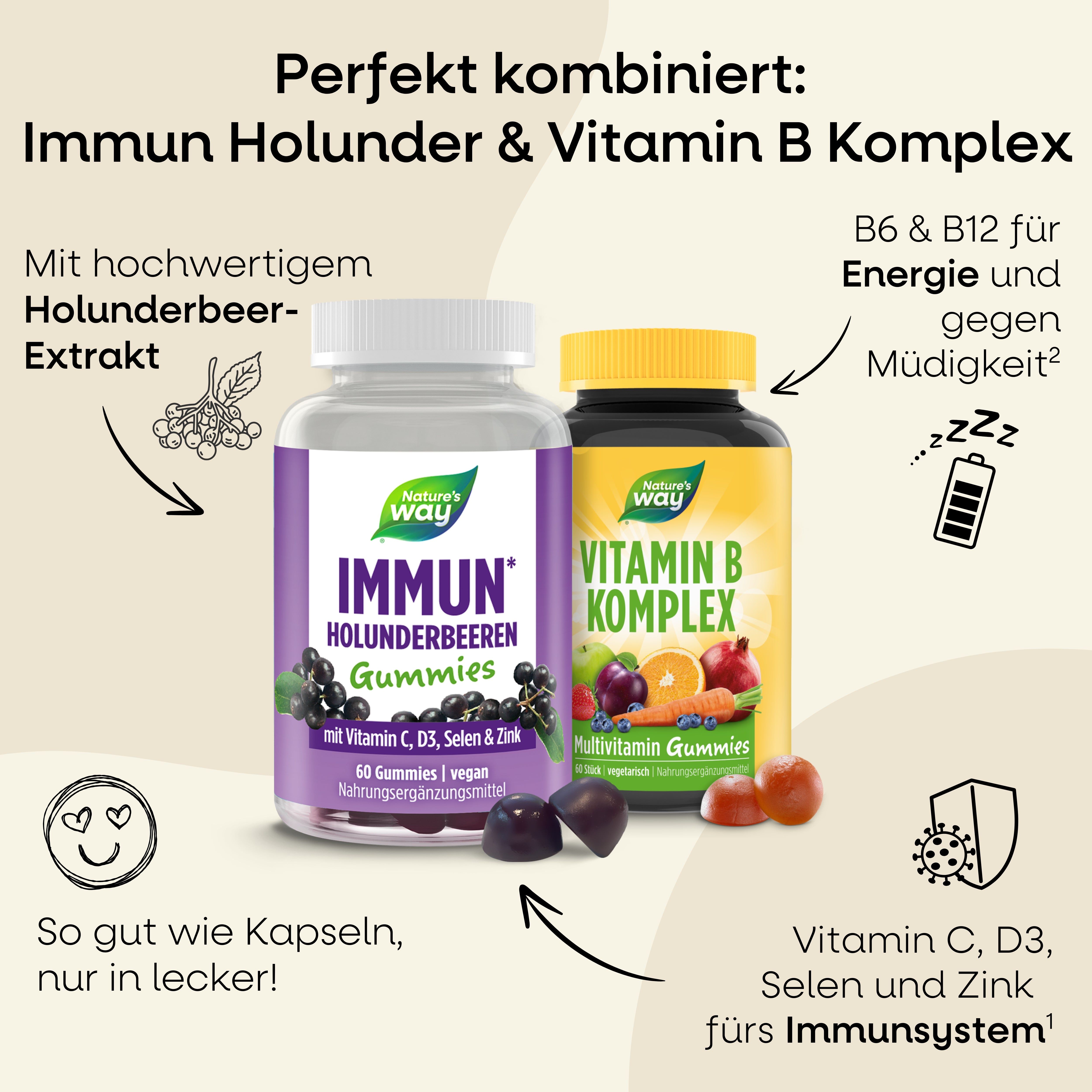 Immun Holunder & Energy Set I für Energie & Immunsystem I Immun Holunder I Vitamin B Komplex I ve...