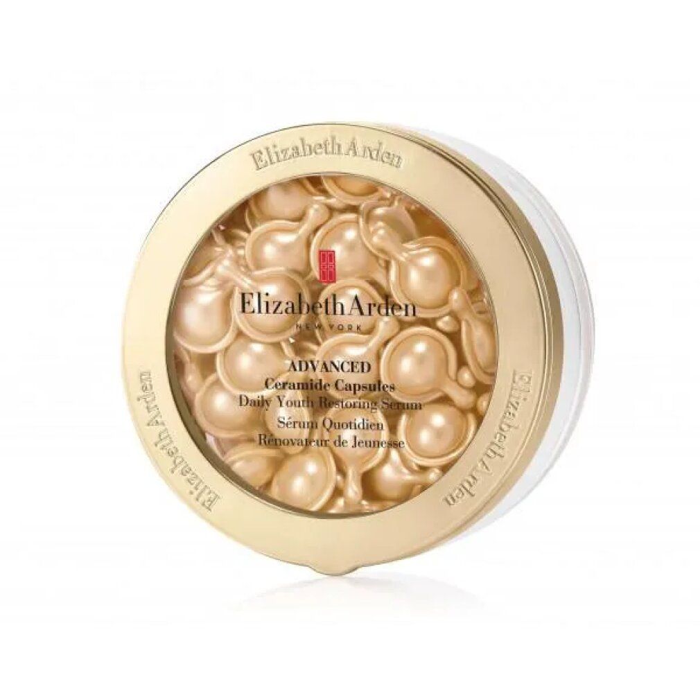 Behälter mit Kapseln. Goldfarbener Deckel. Elizabeth Arden-Logo und Produktname sichtbar.