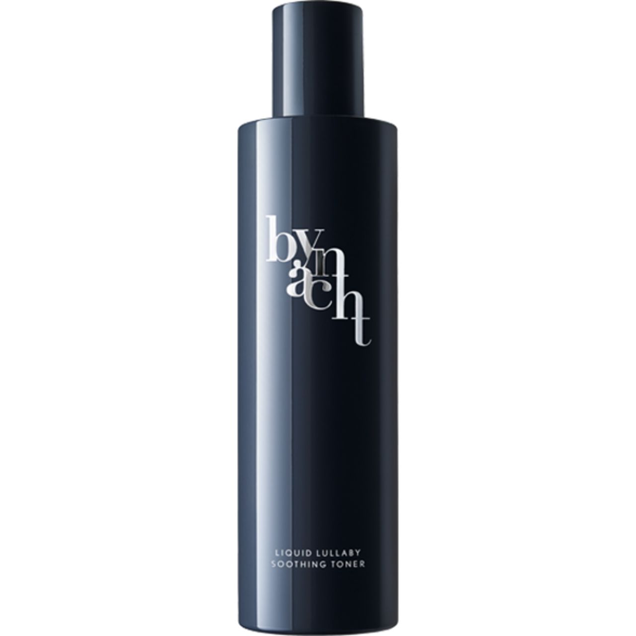 Dunkelblaue Flasche mit weißem Schriftzug. Aufschrift: Bynacht, Liquid Lullaby Soothing Toner. Zylindrische Form mit schmalem Hals.