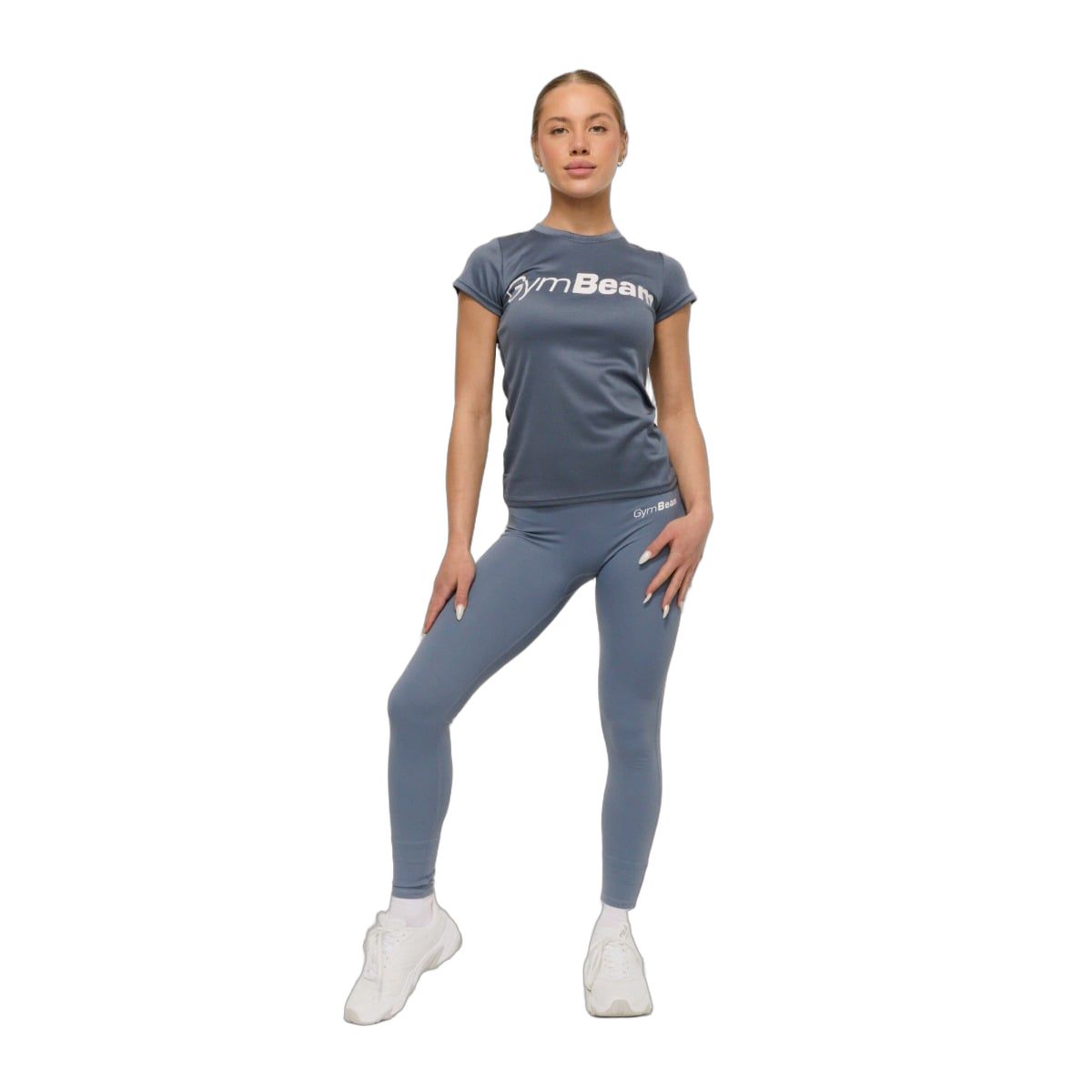 GymBeam T-Shirt Damen regular mit rundem Ausschnitt und Kurzarm in Denim Blue