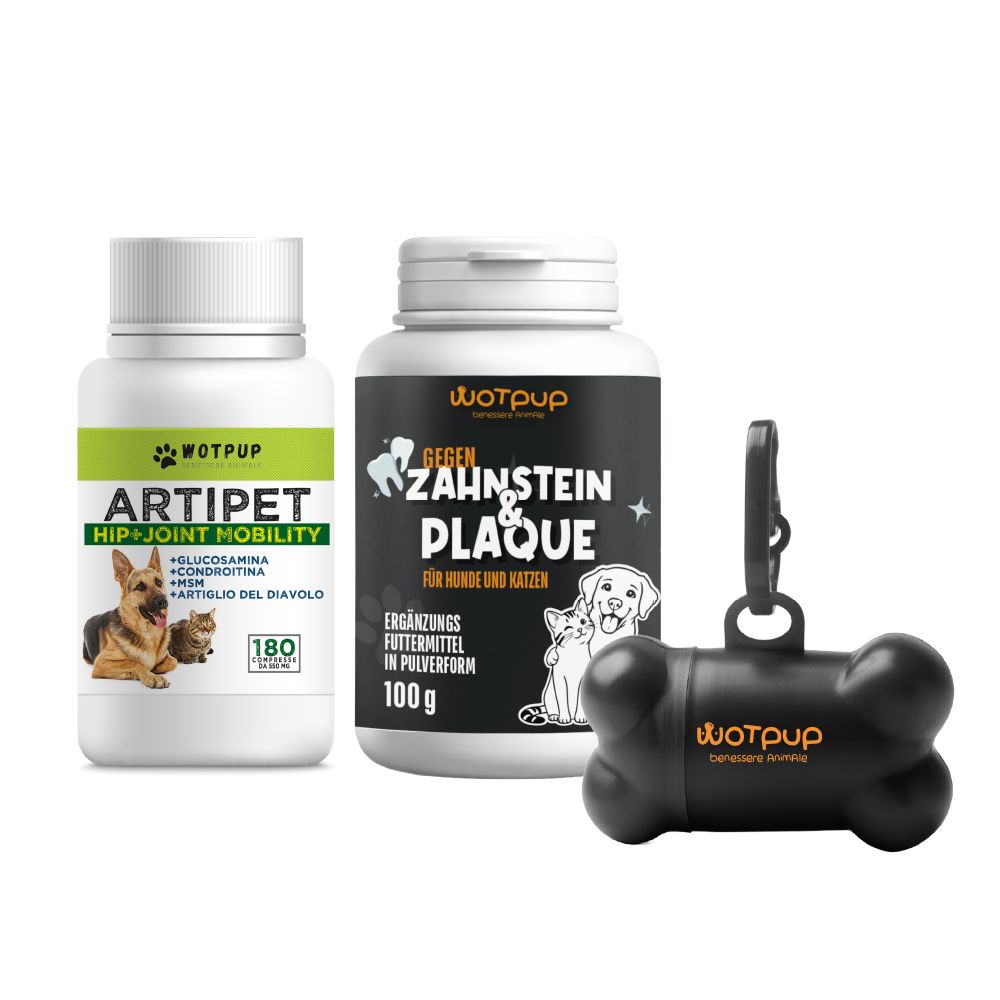 LA.GA Sparset Wellness Zähne & Gelenke – ArtiPet 180 + Anti-Zahnstein Pulver + Kotbeutelspender