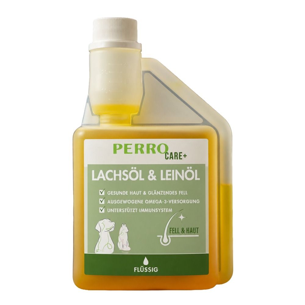 Perro Care+ VIT Lachs & Leinöl - natürliche Ölmischung für Hund Katze 500 ml Futter