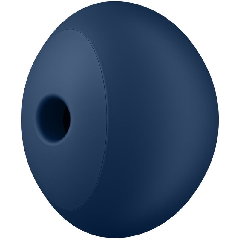 Blaues, ovales Gerät mit einer Öffnung. Glatte Oberfläche. Abgerundete Form. Intimes Wellness-Produkt.