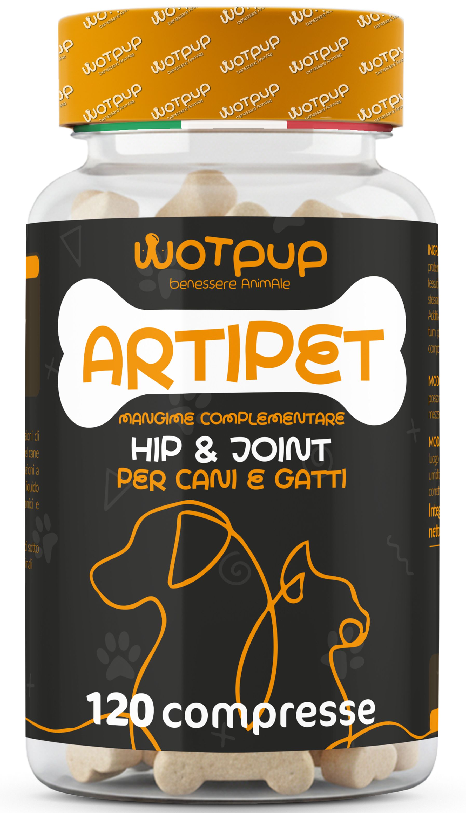 Artipet 2.0© Integratore per Articolazioni Cani e Gatti con Glucosamina e Condroitina. 120 Ossicini