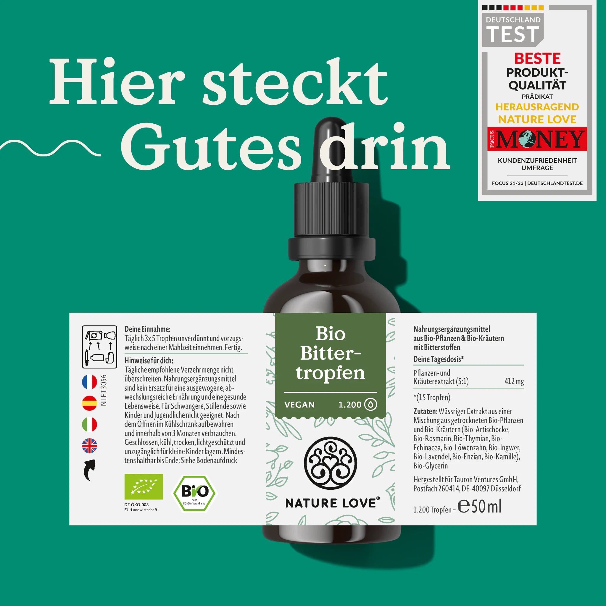 NATURE LOVE® Bio Bittertropfen ohne Alkohol