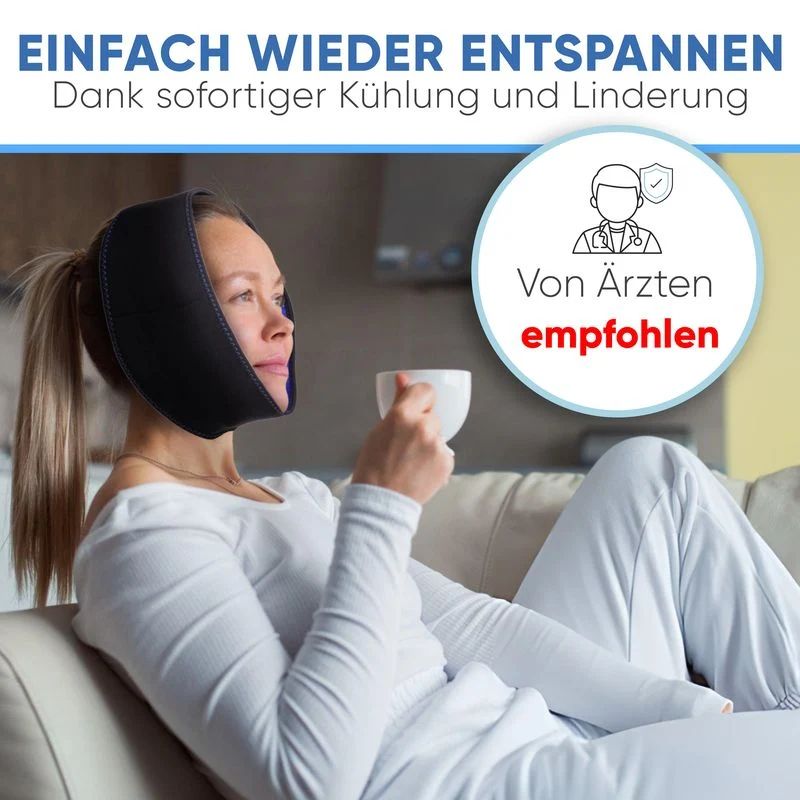 Kühlpack-Anwendung für den Kieferbereich, empfohlen von Ärzten.
