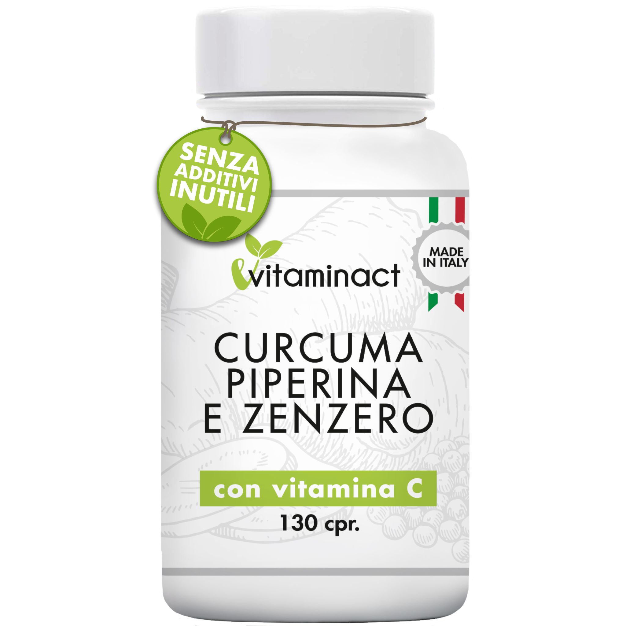 Curcuma Piperina e Zenzero – Integratore antiossidante e digestivo | Vitaminact