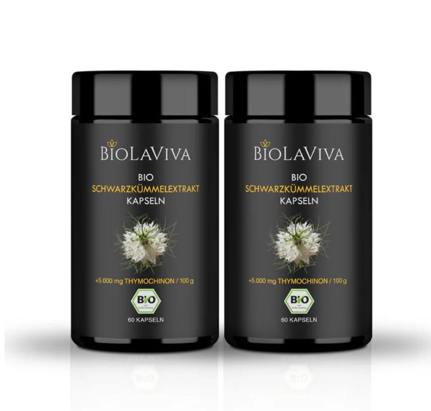 BIOLAVIVA BIO-Schwarzkümmel-Extrakt Kapseln mit 5.000mg Thymochinon