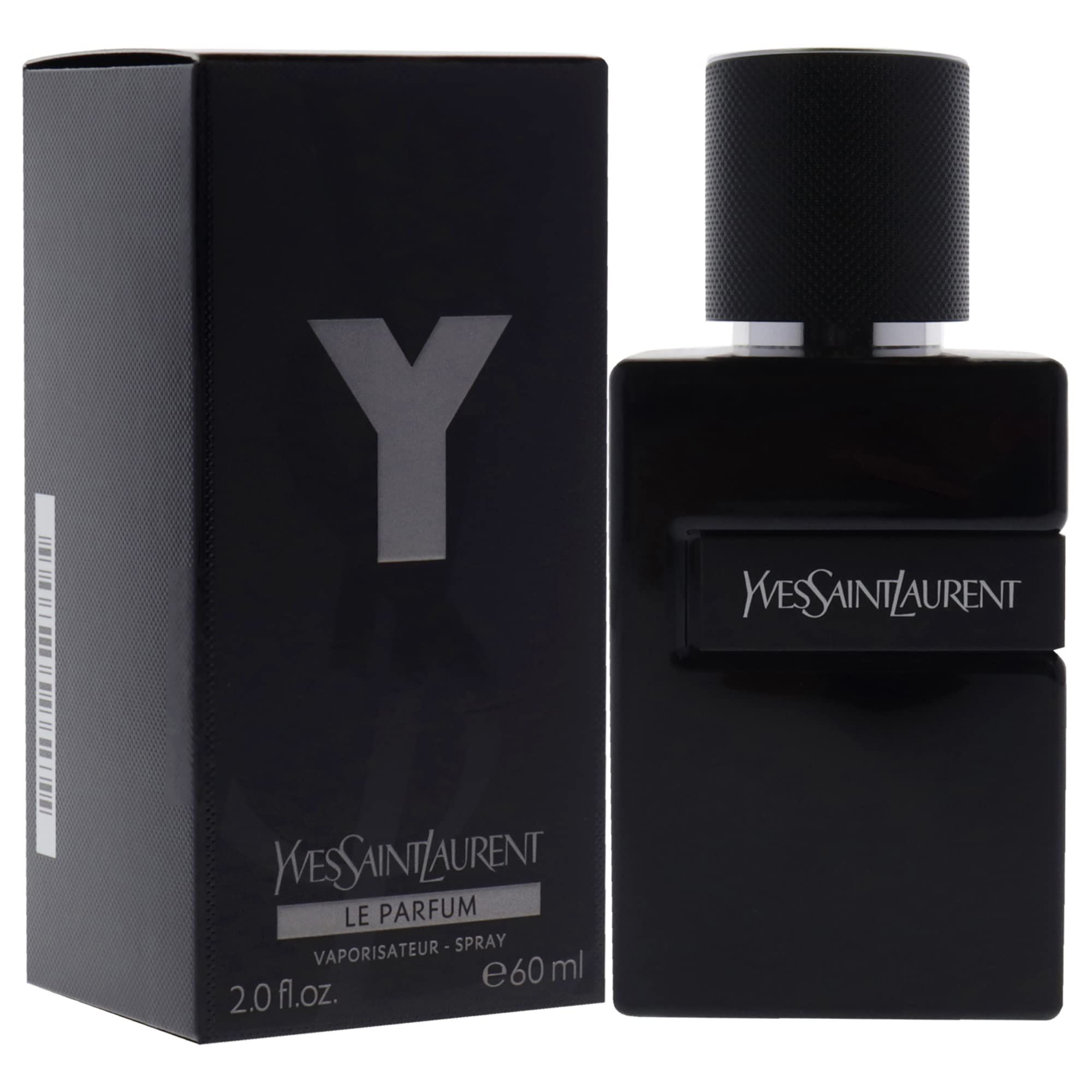 Schwarzer Flakon und Verpackung. 'Yves Saint Laurent Le Parfum'. Flakon mit schwarzem Sprühkopf.