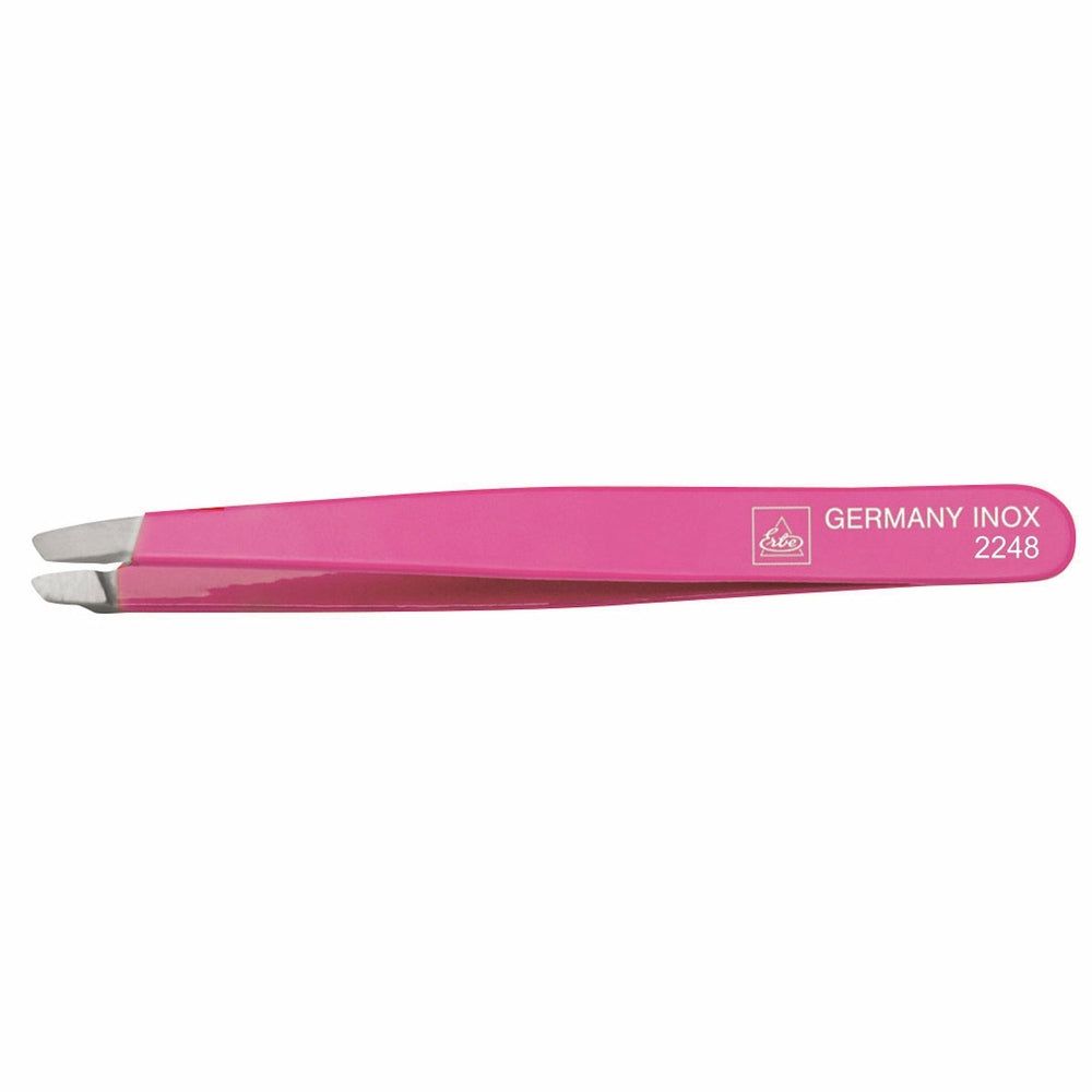 Schräge Pinzette aus rostfreiem Edelstahl, pink.