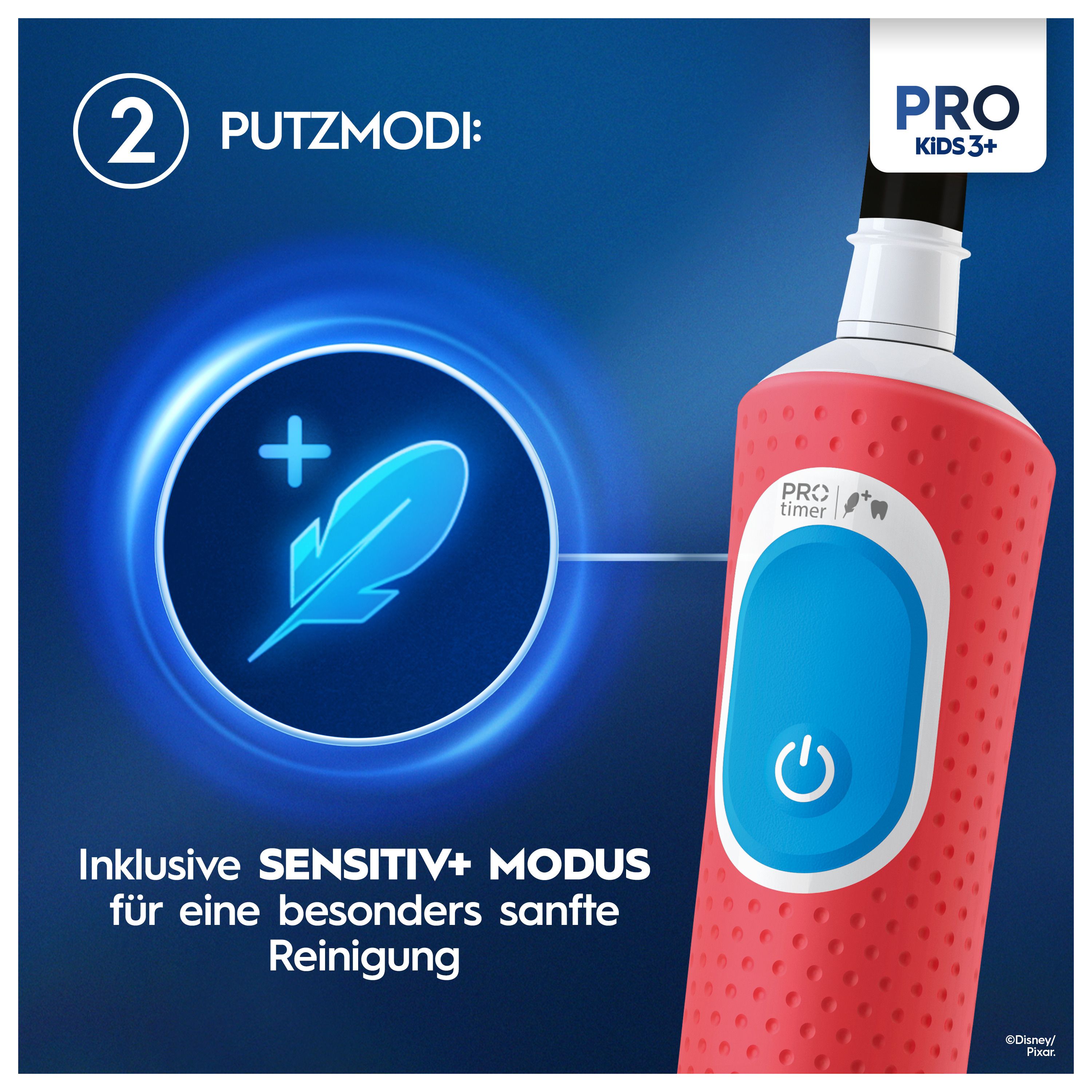 Oral-B - Elektrische Kinderzahnbürste "Vitality Pro Kids Cars" + Reiseetui in Rot