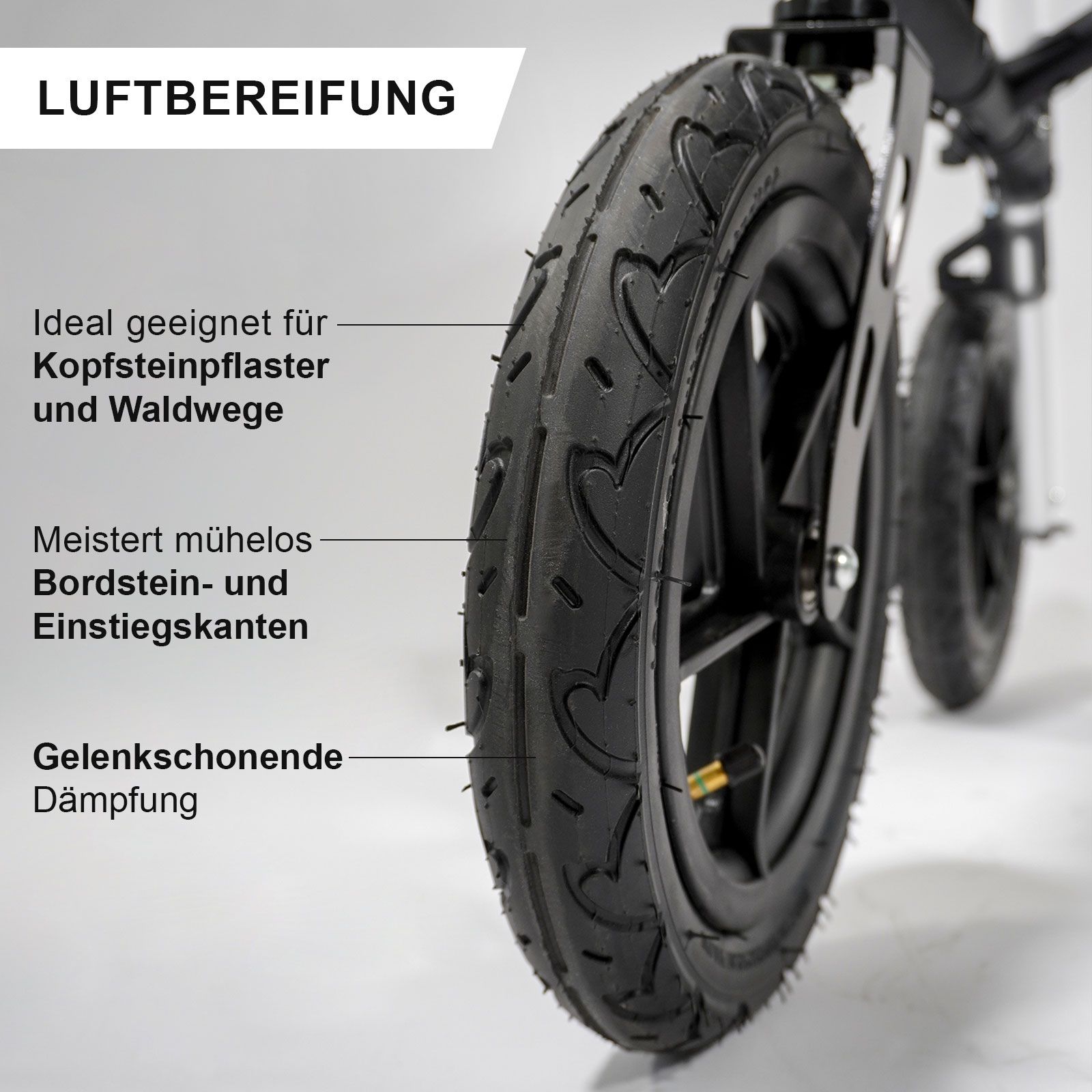 Premium Outdoor Rollator TABAS Luftbereift Weiß L