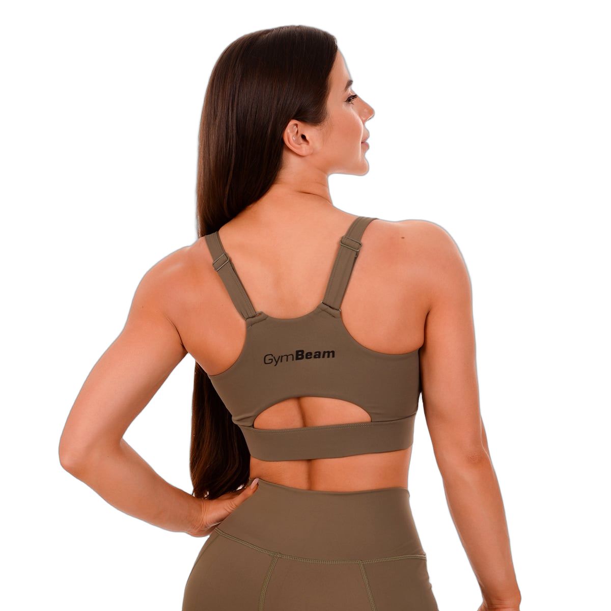 GymBeam Sport-BH Damen Cut-Out mit verstellbaren Trägern in Oliv