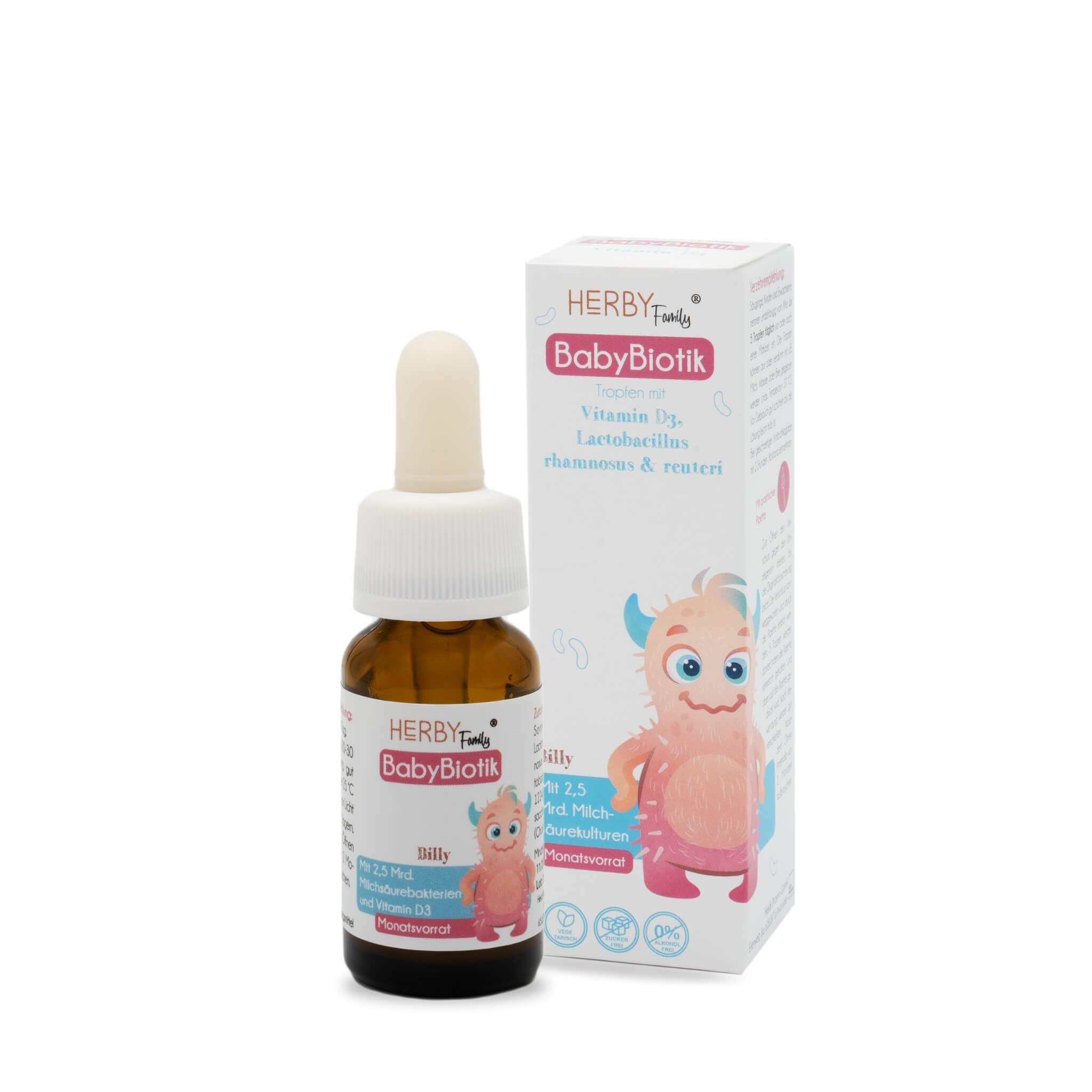 Herby Family® BabyBiotik Tropfen für Babys und Kinder mit Vitamin D3 und Milchsäurekulturen