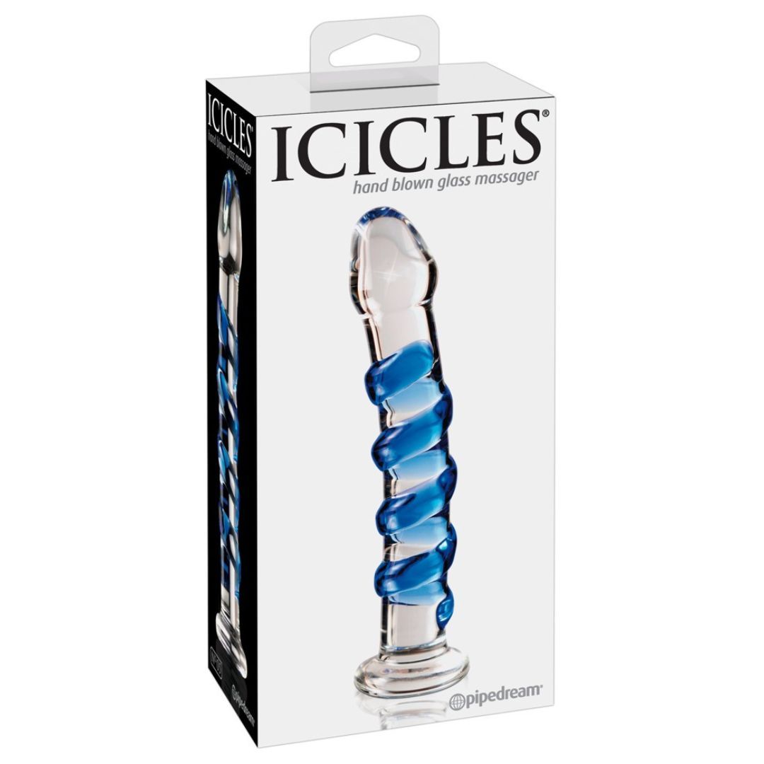 Glasdildo „No. 5“ mit Stimulationsspirale | Heiß- und Kalt-Spielchen | Icicles