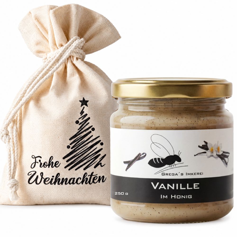 Honig im Geschenk-Säckchen Frohe Weihnachten mit Vanille 250 g