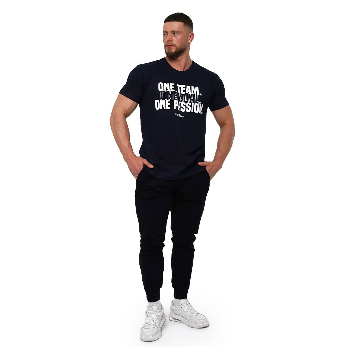 GymBeam T-Shirt Herren Regular Kurzarm One Team Navy