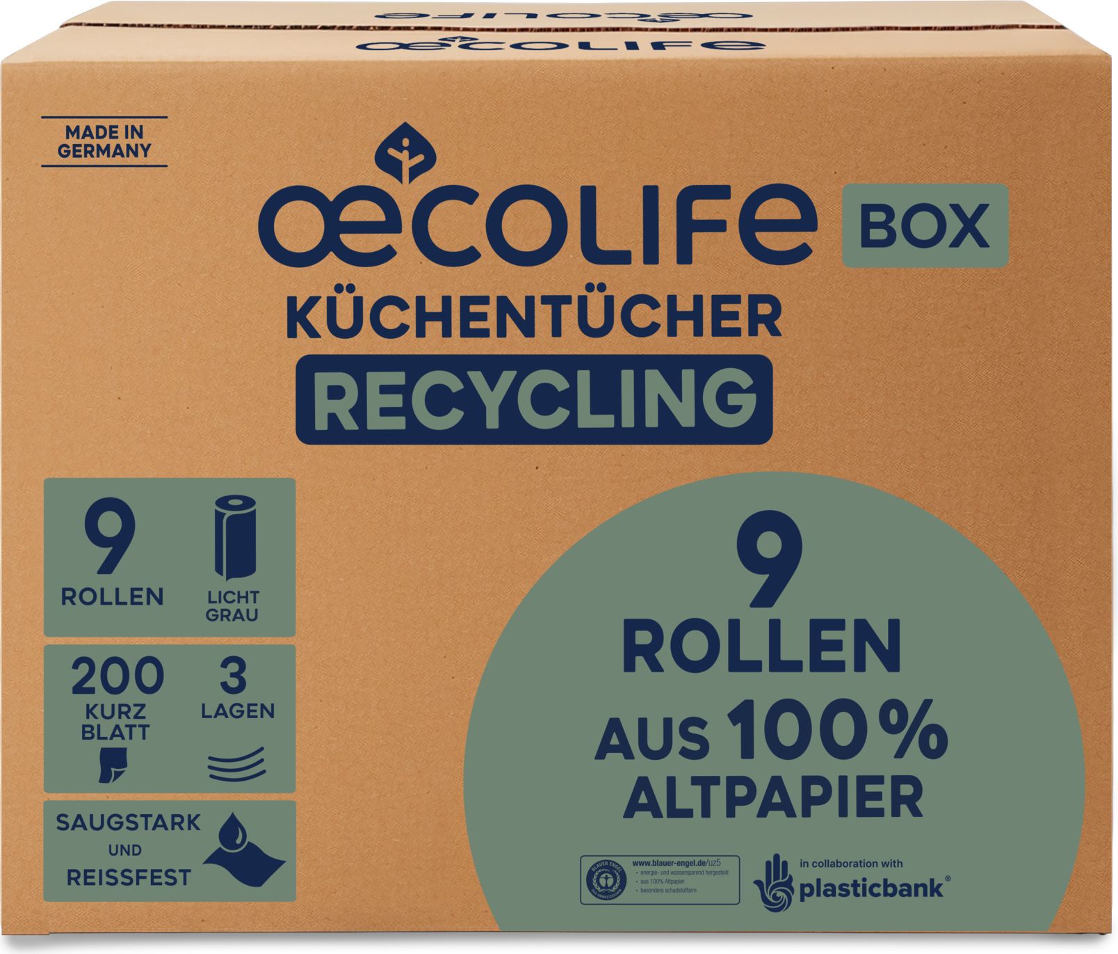 oecolife Küchentücher Recycling 9 St