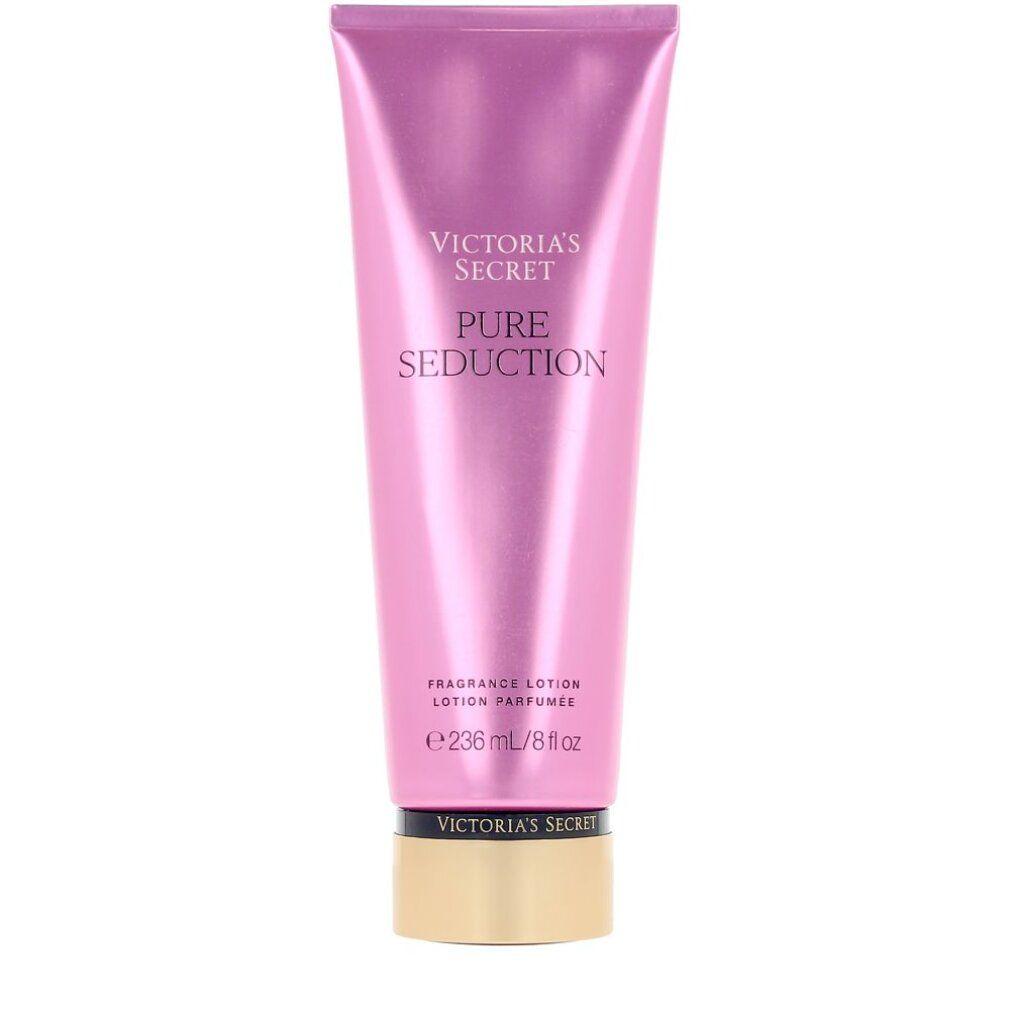 Victoria's Secret Pure Seduction Körperlotion in glänzend pinker Tube mit goldfarbenem Schraubverschluss.