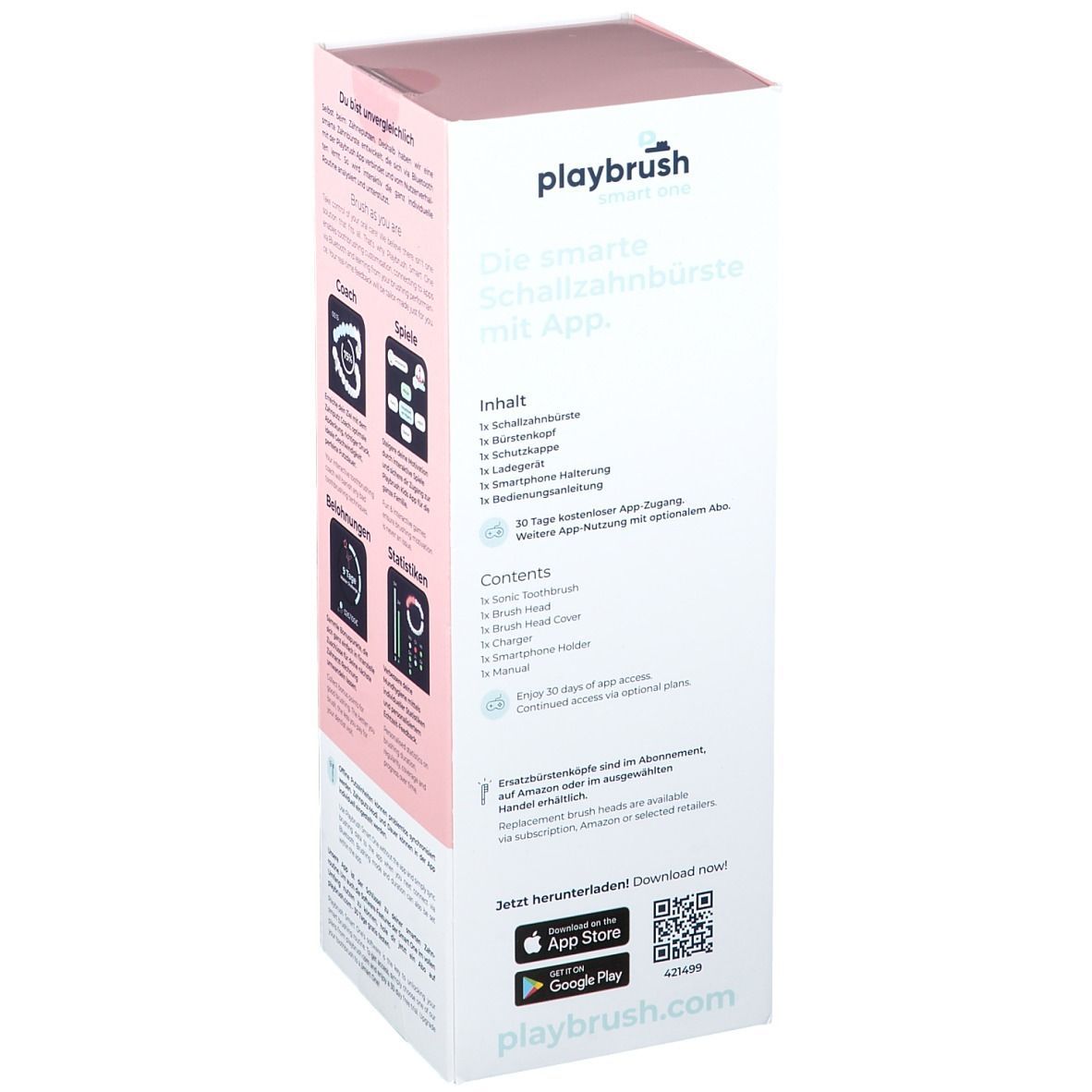 Playbrush Smart One Zahnbürste + Ersatzbürstenkopf coral